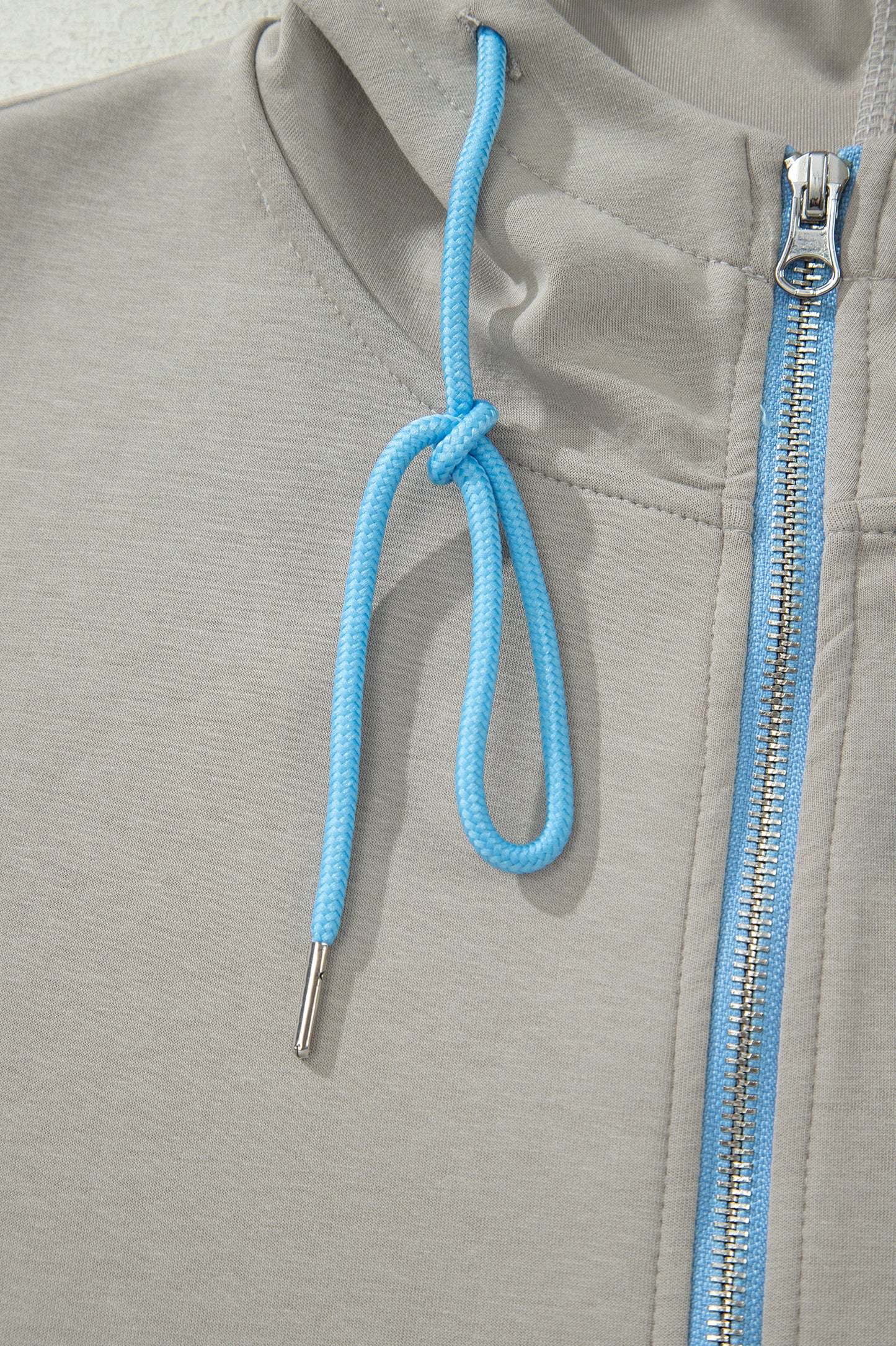 Smoke Green Contrast Trim Zip Up Sporty Jacket Drawstring Mini Skort 2pcs Set-Tops / Dresses-[Adult]-[Female]-2022 Online Blue Zone Planet