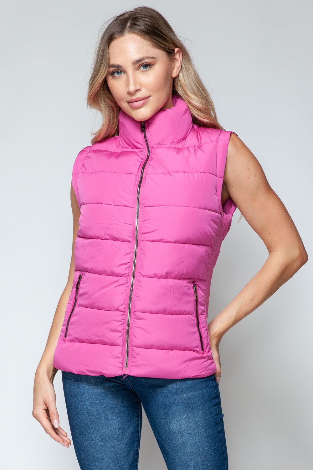 Snobbish Zip Up Turtleneck Vest with Pockets-TOPS / DRESSES-[Adult]-[Female]-2022 Online Blue Zone Planet