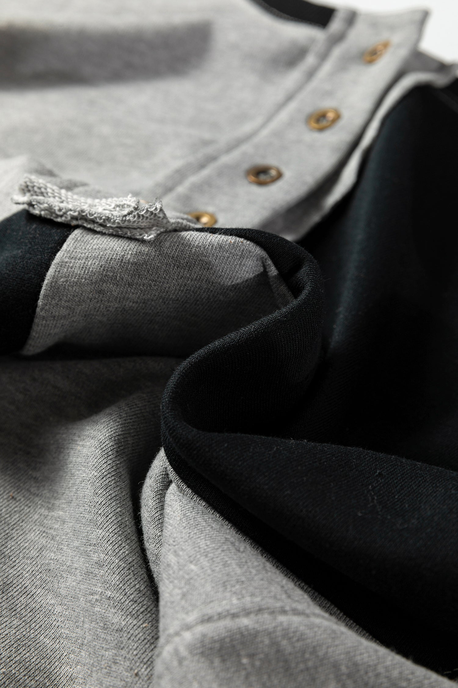 Color black Colorblock Henley High Low Oversize Sweatshirt-Tops/Sweatshirts & Hoodies-[Adult]-[Female]-2022 Online Blue Zone Planet