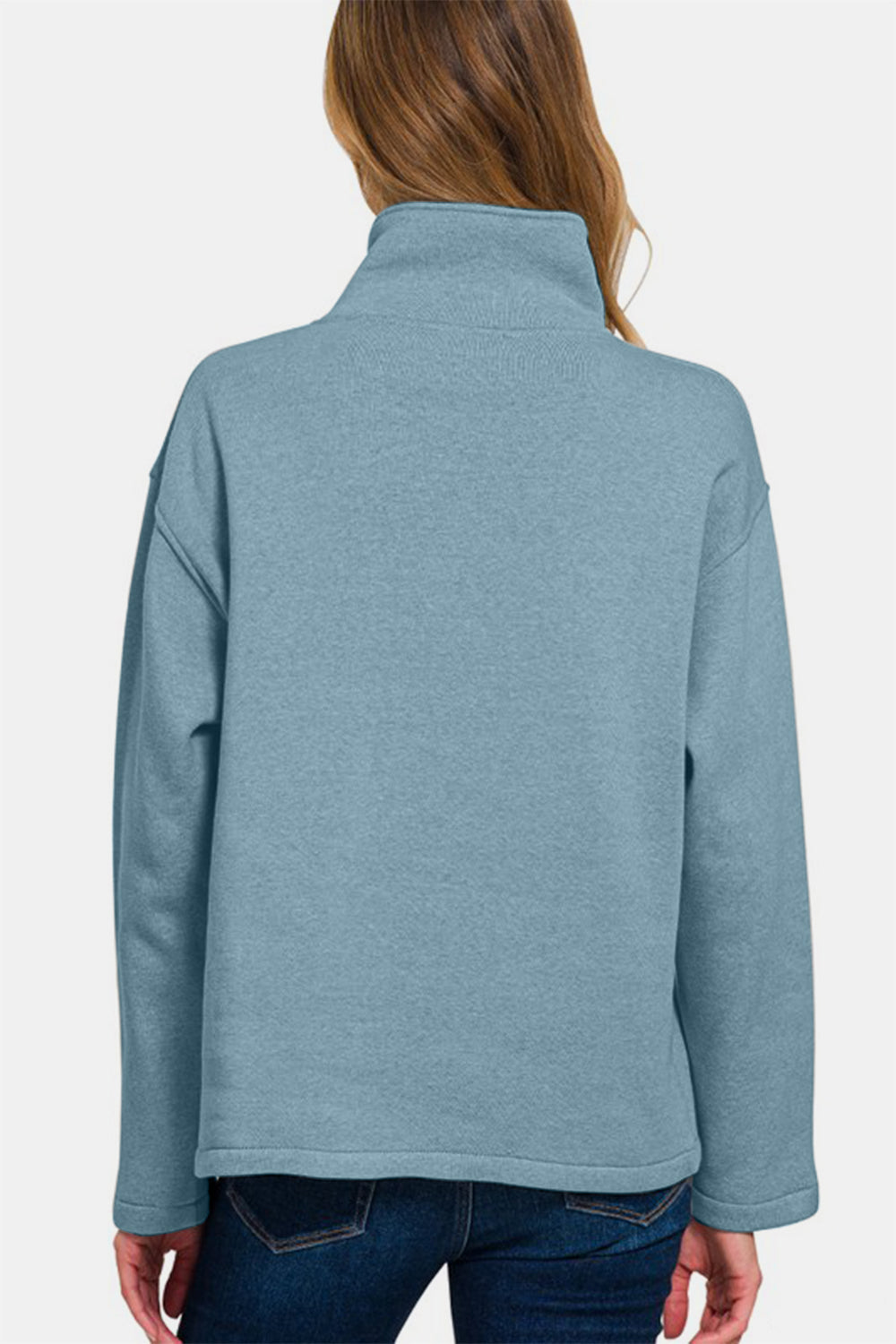 Zenana Turtleneck Half Snap Fleece Sweatshirt-TOPS / DRESSES-[Adult]-[Female]-2022 Online Blue Zone Planet