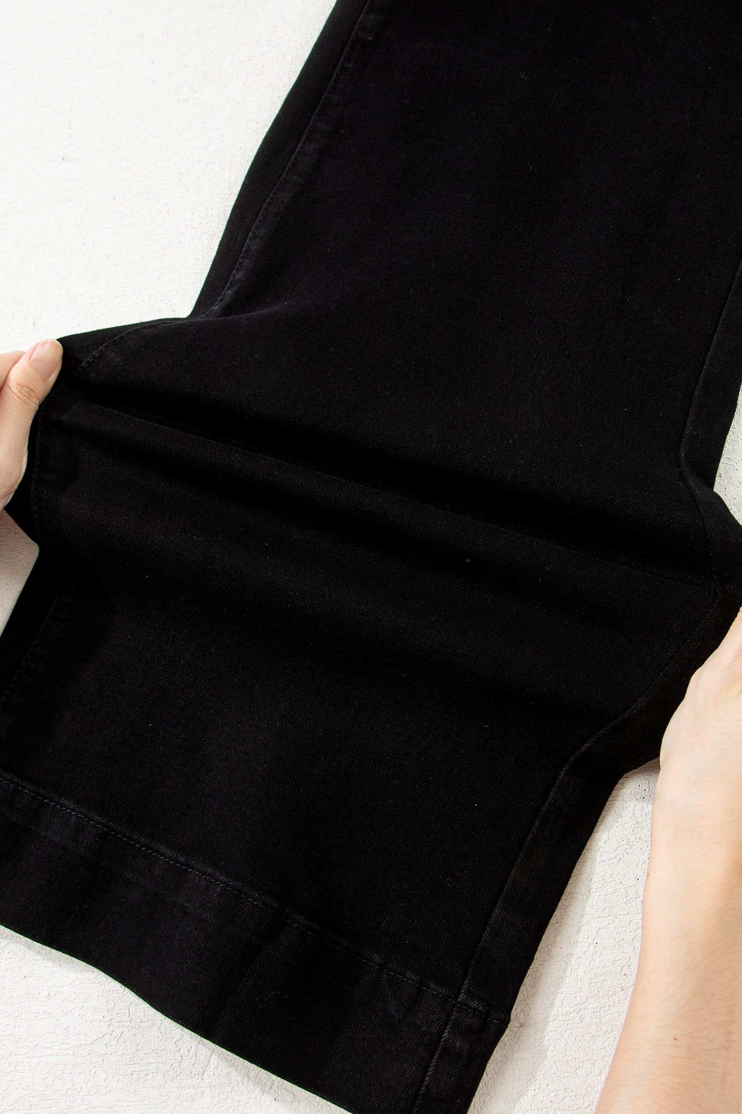 Black 2-Button High Waist Flared Bottom Jeans-Bottoms/Jeans-[Adult]-[Female]-2022 Online Blue Zone Planet