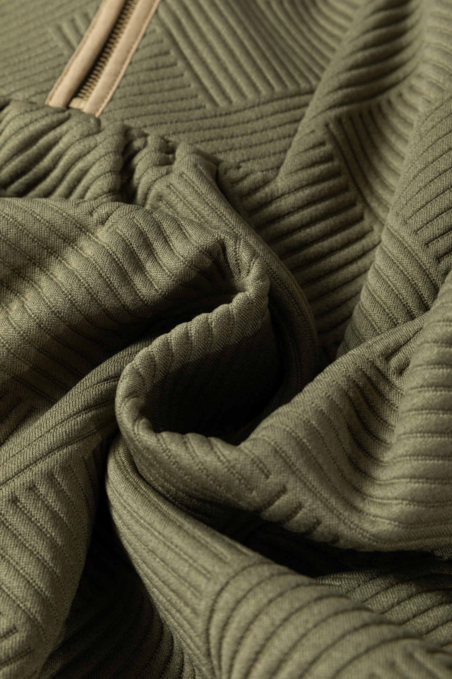 Jungle Green Plus Size Textured Contrast Trim Quarter Zip Bracelet Sleeve Mini Dress-Bracelet-[Adult]-[Female]-2022 Online Blue Zone Planet