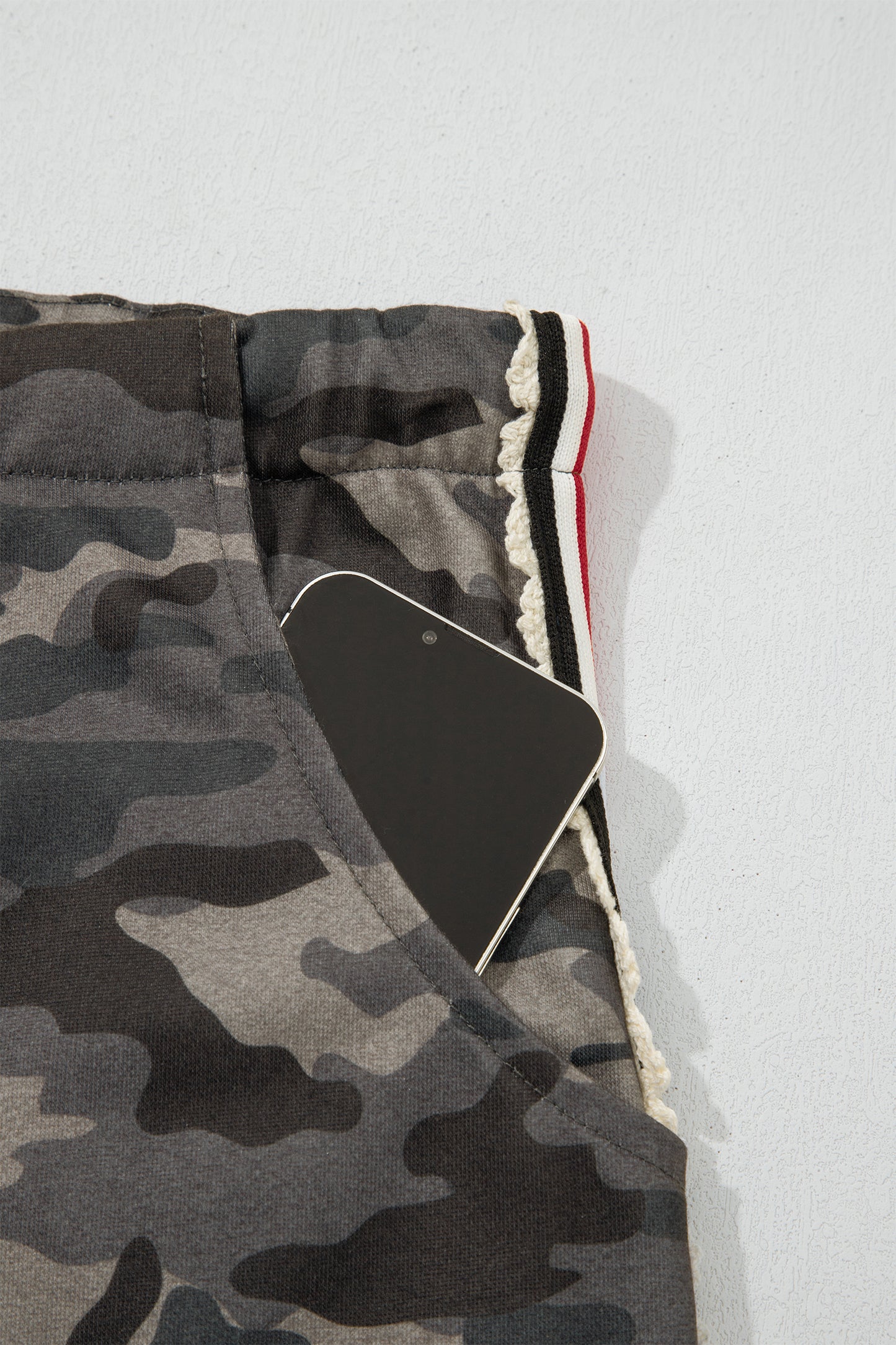 Khaki Camouflage Print Striped Side Panel Patchwork Drawstring Pants-Bottoms/Pants & Culotte-[Adult]-[Female]-2022 Online Blue Zone Planet
