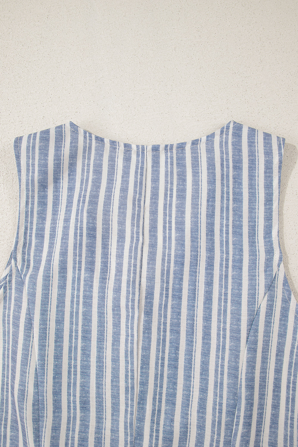 Sky Blue Stripe Buttoned Office Waistcoat Mini Skirt Set-Two Piece Sets/Two Piece Dresses-[Adult]-[Female]-2022 Online Blue Zone Planet