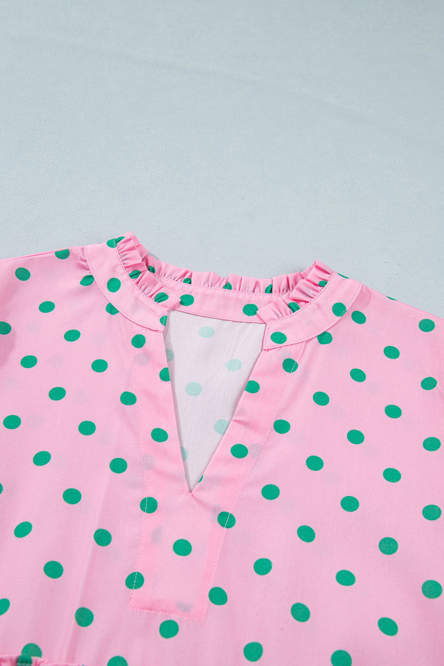 Pink Polka Dot Print V Neck Short Sleeve Tiered Mini Dress-TOPS / DRESSES-[Adult]-[Female]-2022 Online Blue Zone Planet