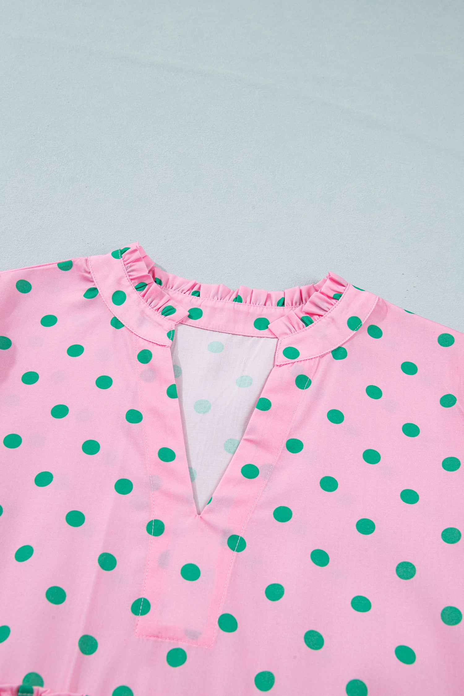 Pink Polka Dot Print V Neck Short Sleeve Tiered Mini Dress-TOPS / DRESSES-[Adult]-[Female]-2022 Online Blue Zone Planet