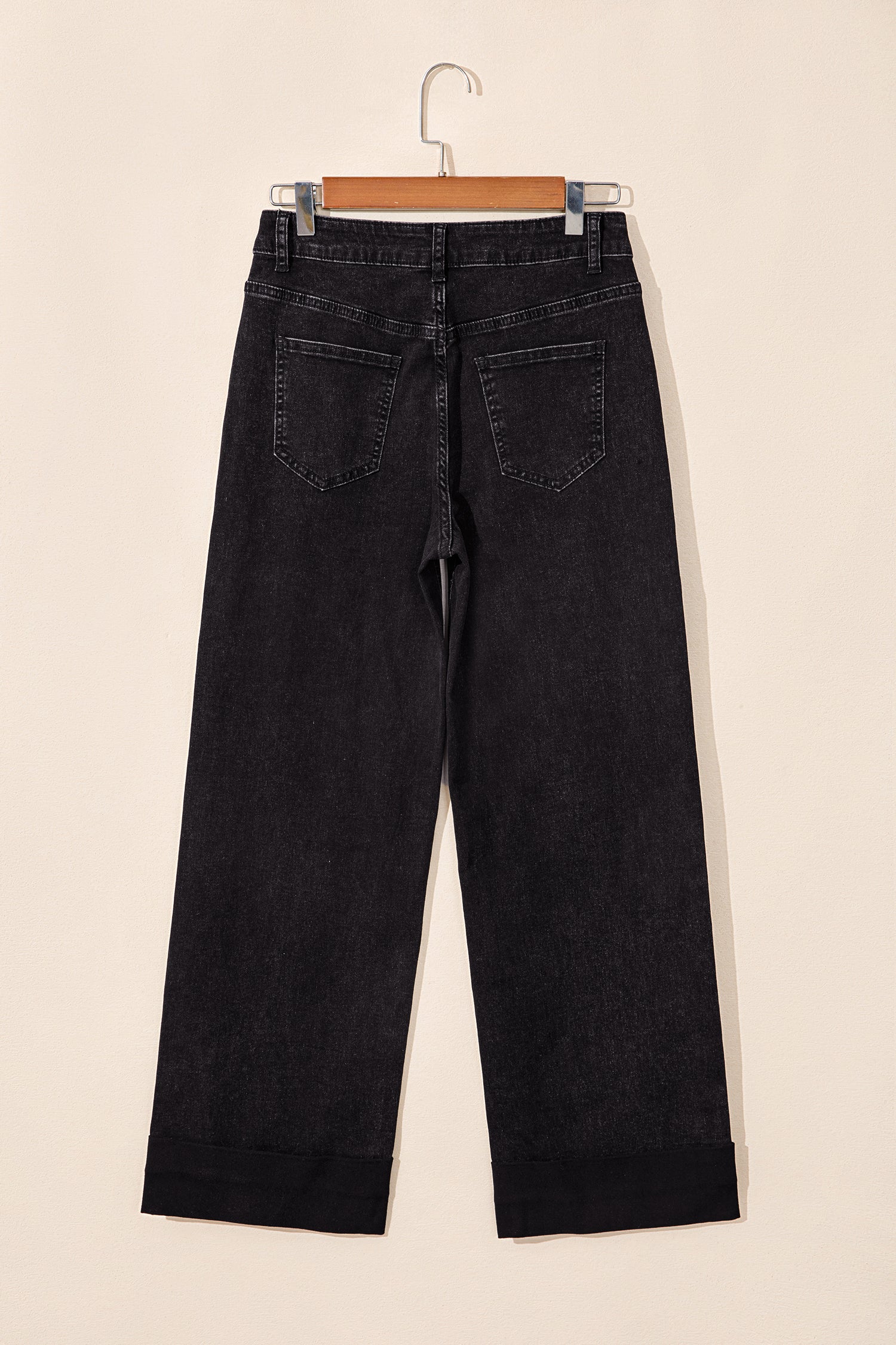 Black Studded Detail Straight Leg Casual Loose Jeans-Bottoms/Jeans-[Adult]-[Female]-2022 Online Blue Zone Planet