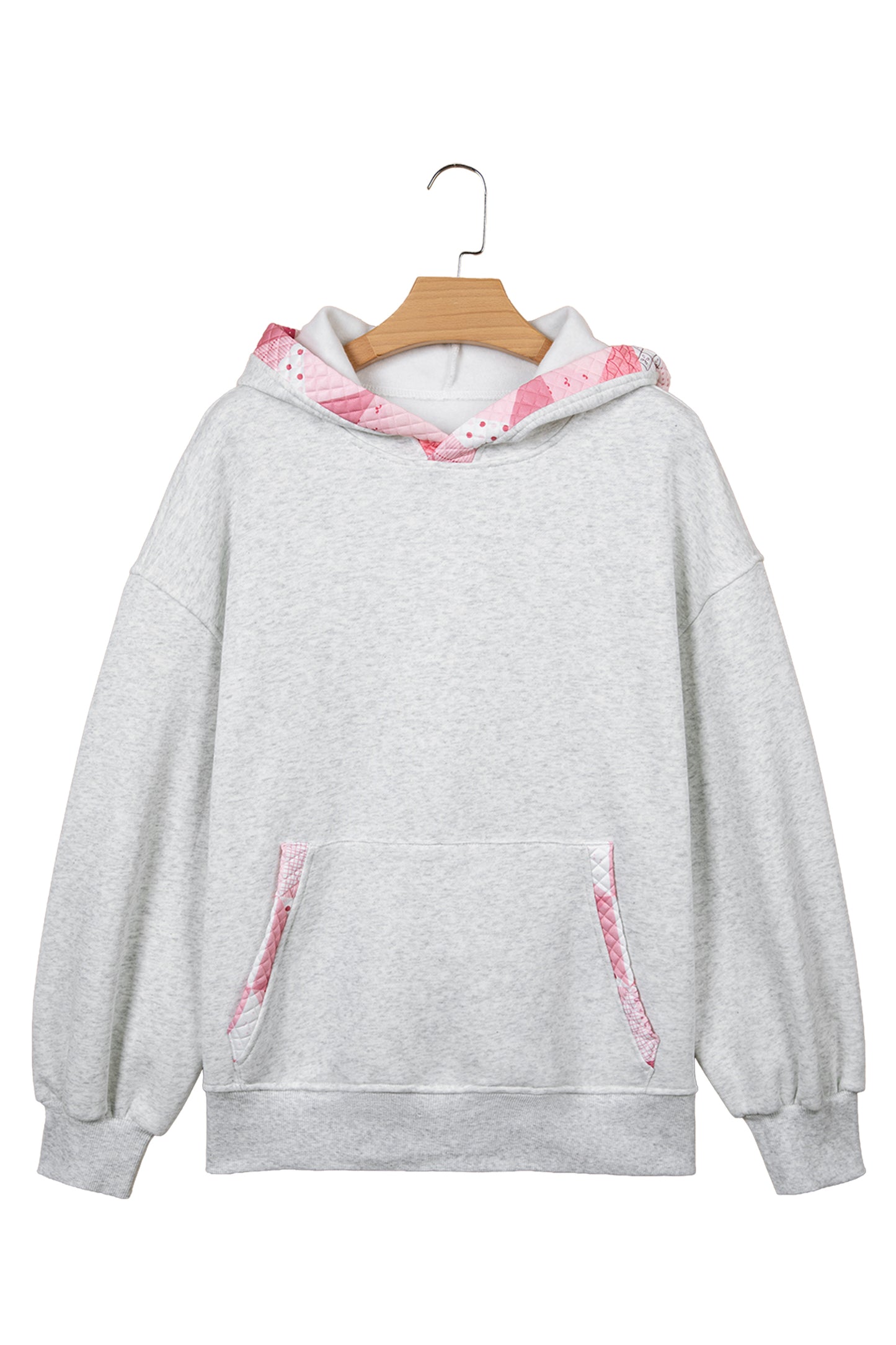 Gray Contrast Patchwork Oversized Hoodie-Tops / Dresses-[Adult]-[Female]-2022 Online Blue Zone Planet