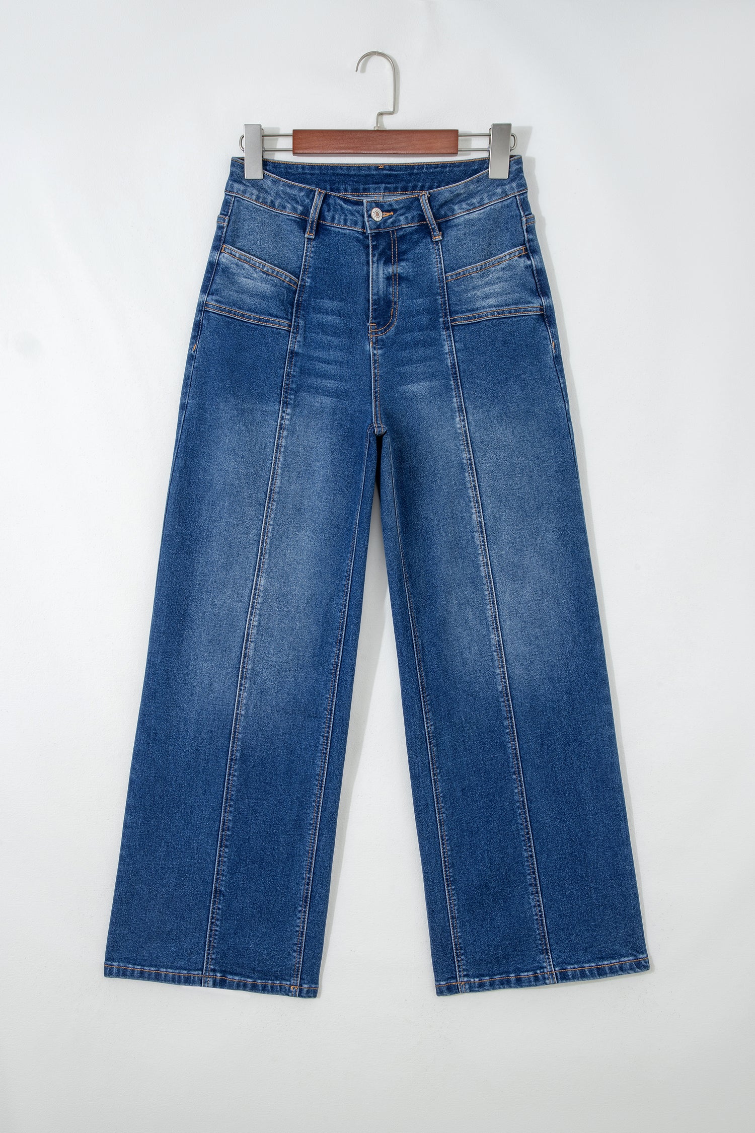 Sky Blue Tailored Seam Detail Womens Shift Jeans-Bottoms/Jeans-[Adult]-[Female]-2022 Online Blue Zone Planet