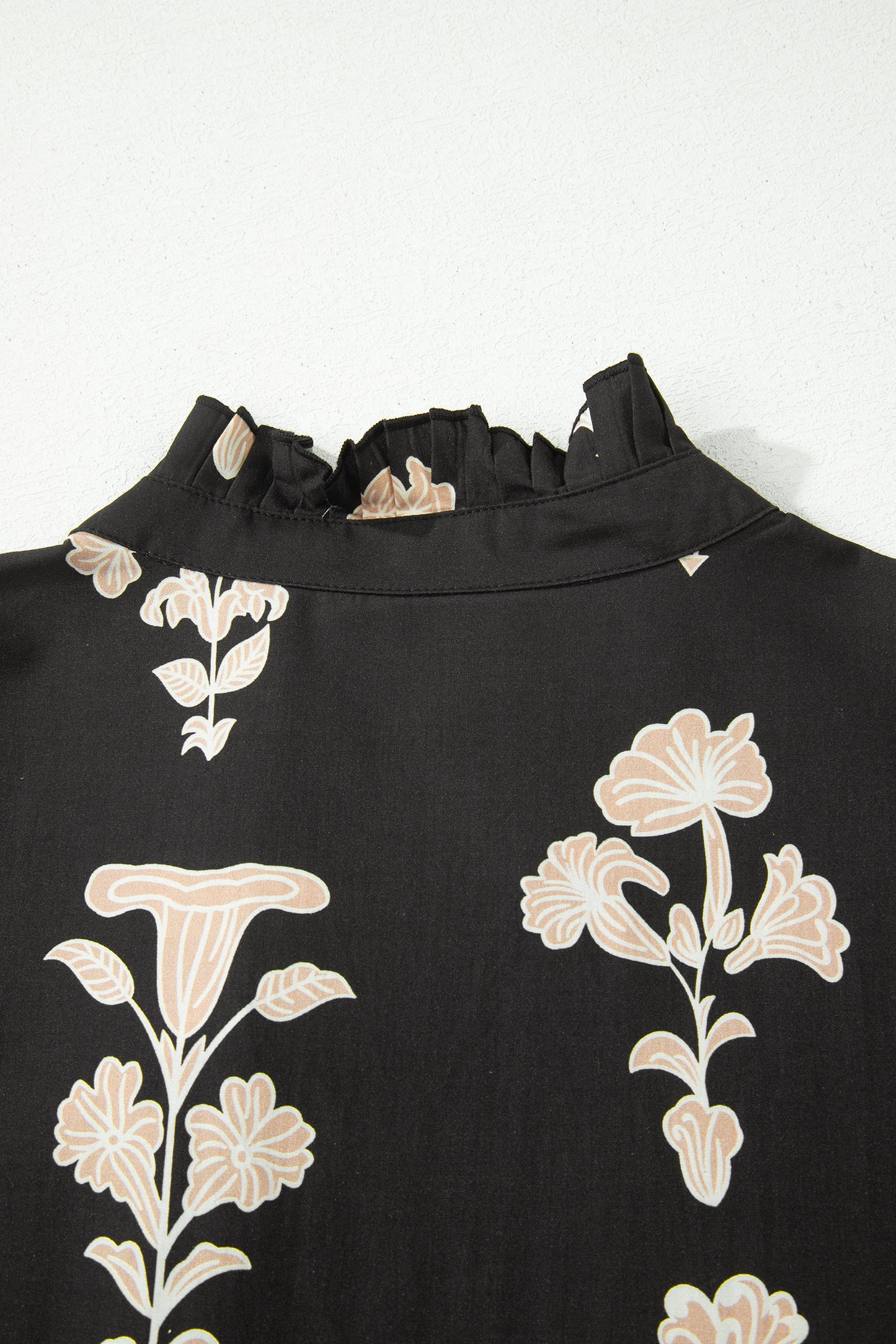 Black Frilled V Neck Puff Short Sleeve Floral Mini Dress-TOPS / DRESSES-[Adult]-[Female]-2022 Online Blue Zone Planet