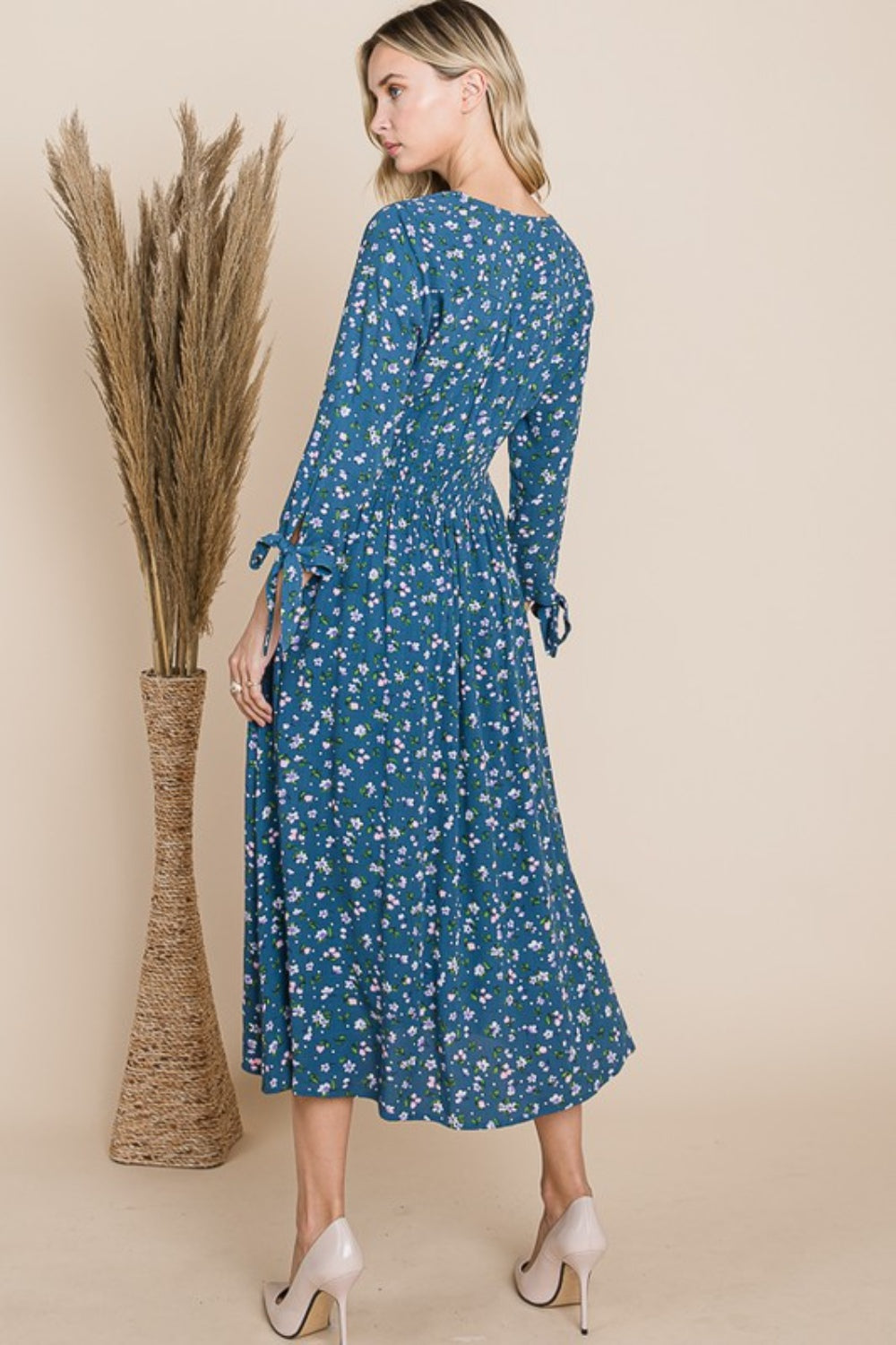 Reborn J Floral V-Neck Midi Dress-TOPS / DRESSES-[Adult]-[Female]-2022 Online Blue Zone Planet