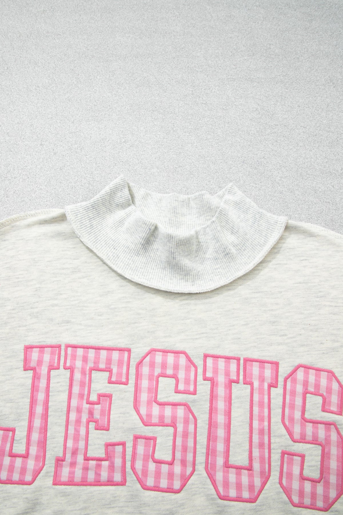 Gray High Neck Polka Dot Slogan Printed Baggy Sweatshirt-Tops/Sweatshirts & Hoodies-[Adult]-[Female]-2022 Online Blue Zone Planet