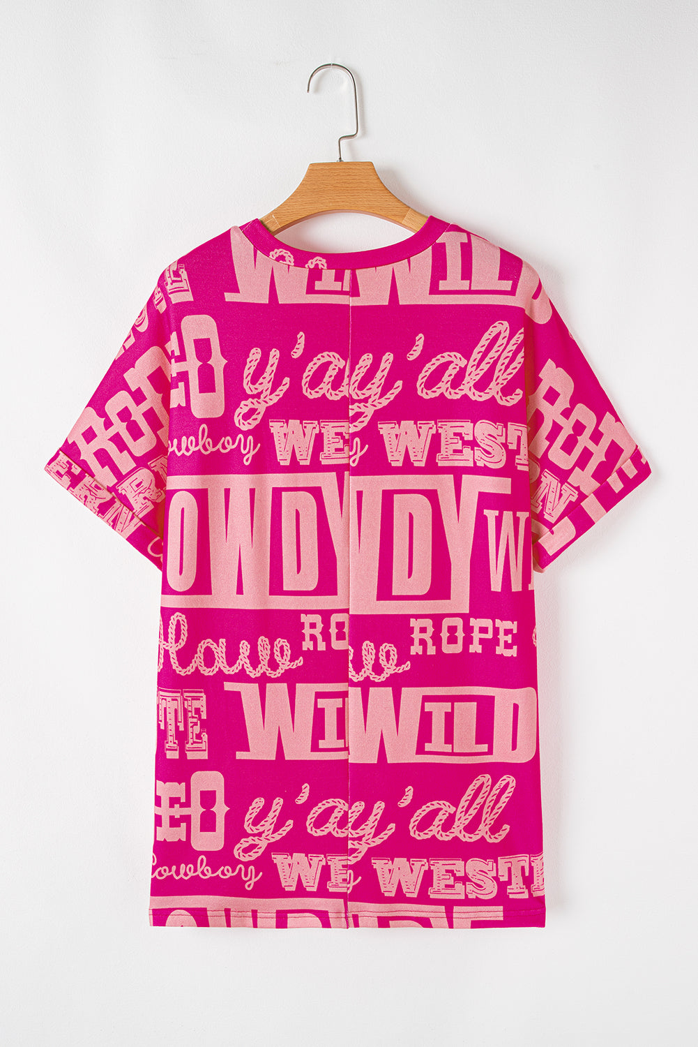 Rose Howdy Cowboy Letter Printed Western Fashion Tee-Tops/Tops & Tees-[Adult]-[Female]-2022 Online Blue Zone Planet