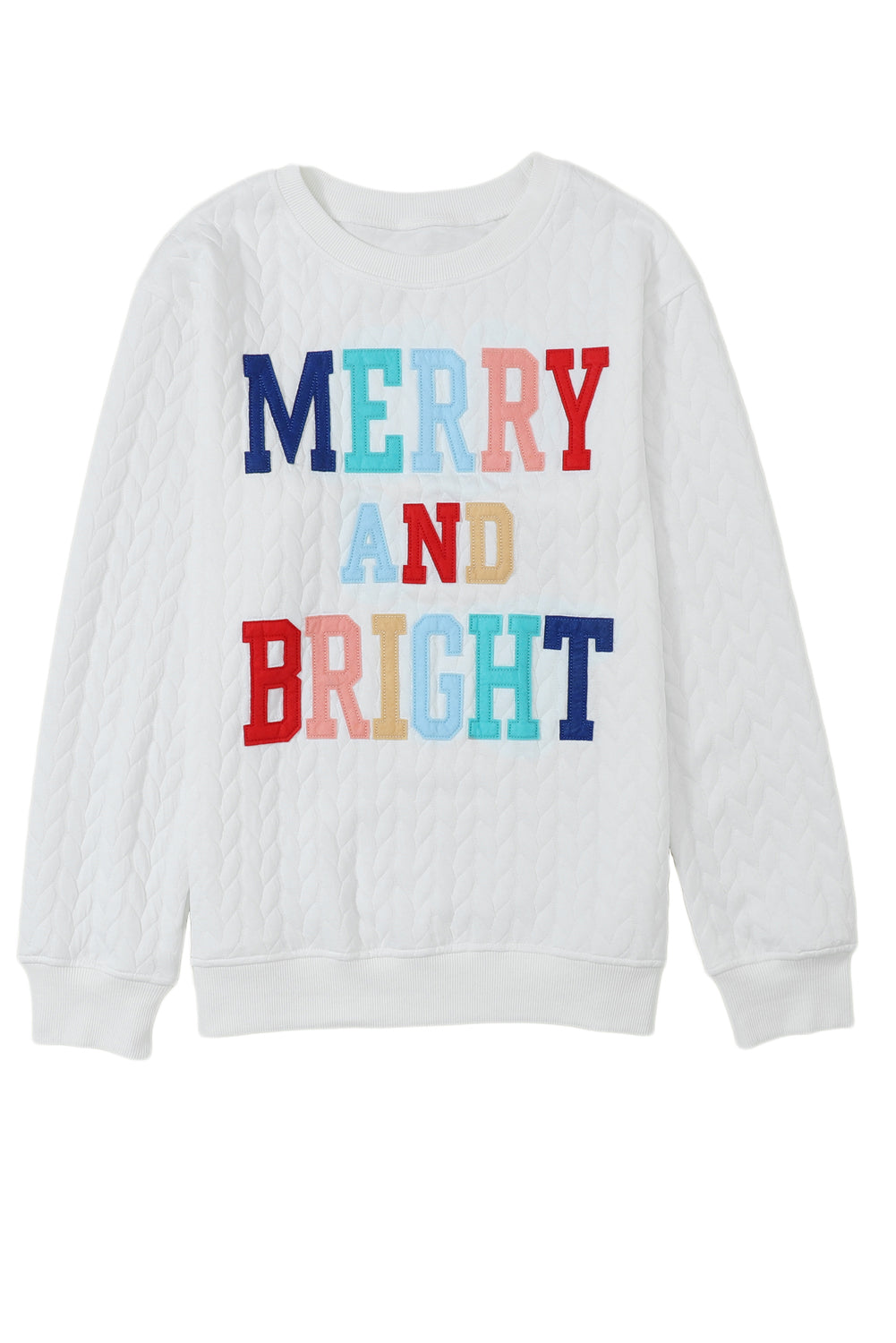 White Merry and Bright Quilted Sweatshirt-Sweatshirts & Hoodies-[Adult]-[Female]-2022 Online Blue Zone Planet