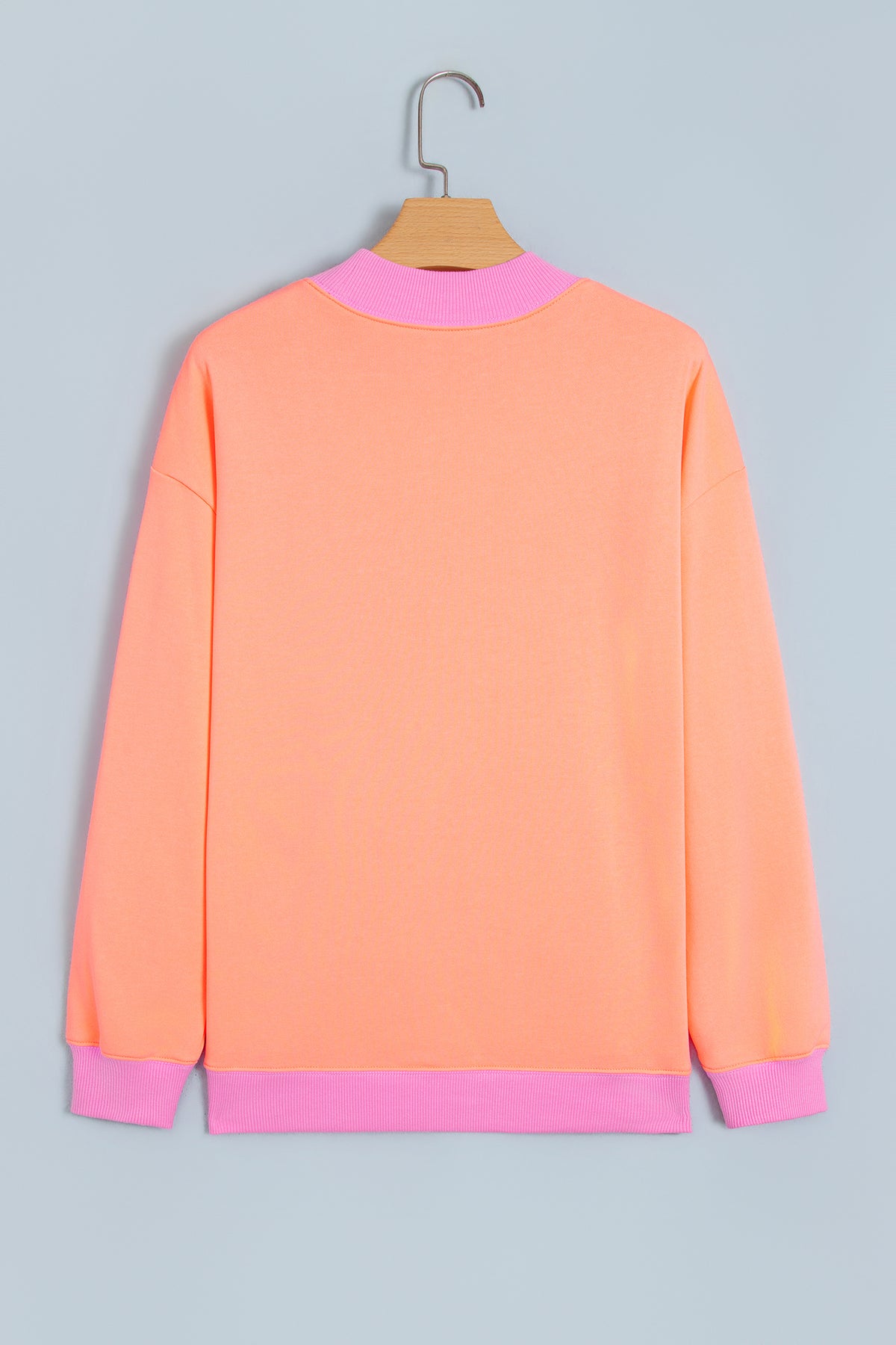 Pink Polka Dot Letter Graphic Colorblock Tunic Sweatshirt-Tops/Sweatshirts & Hoodies-[Adult]-[Female]-2022 Online Blue Zone Planet