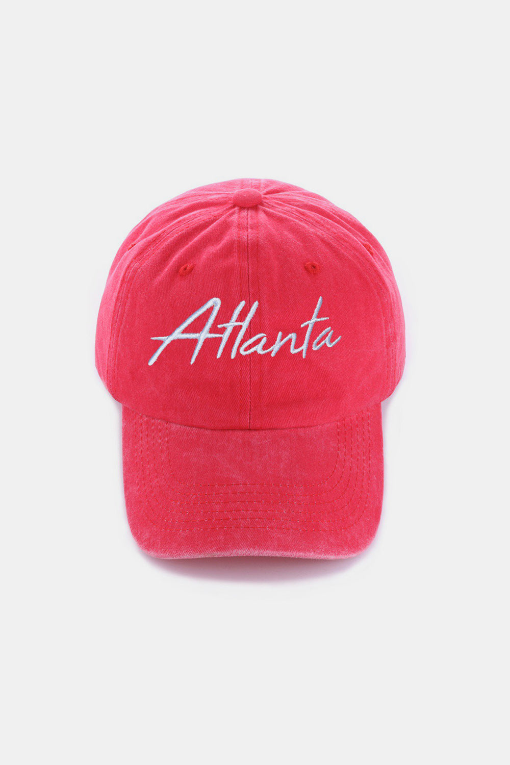 Zenana Washed ATLANTA Embroidered Baseball Cap-BASEBALL HATS-[Adult]-[Female]-Atlanta Red-One Size-2022 Online Blue Zone Planet