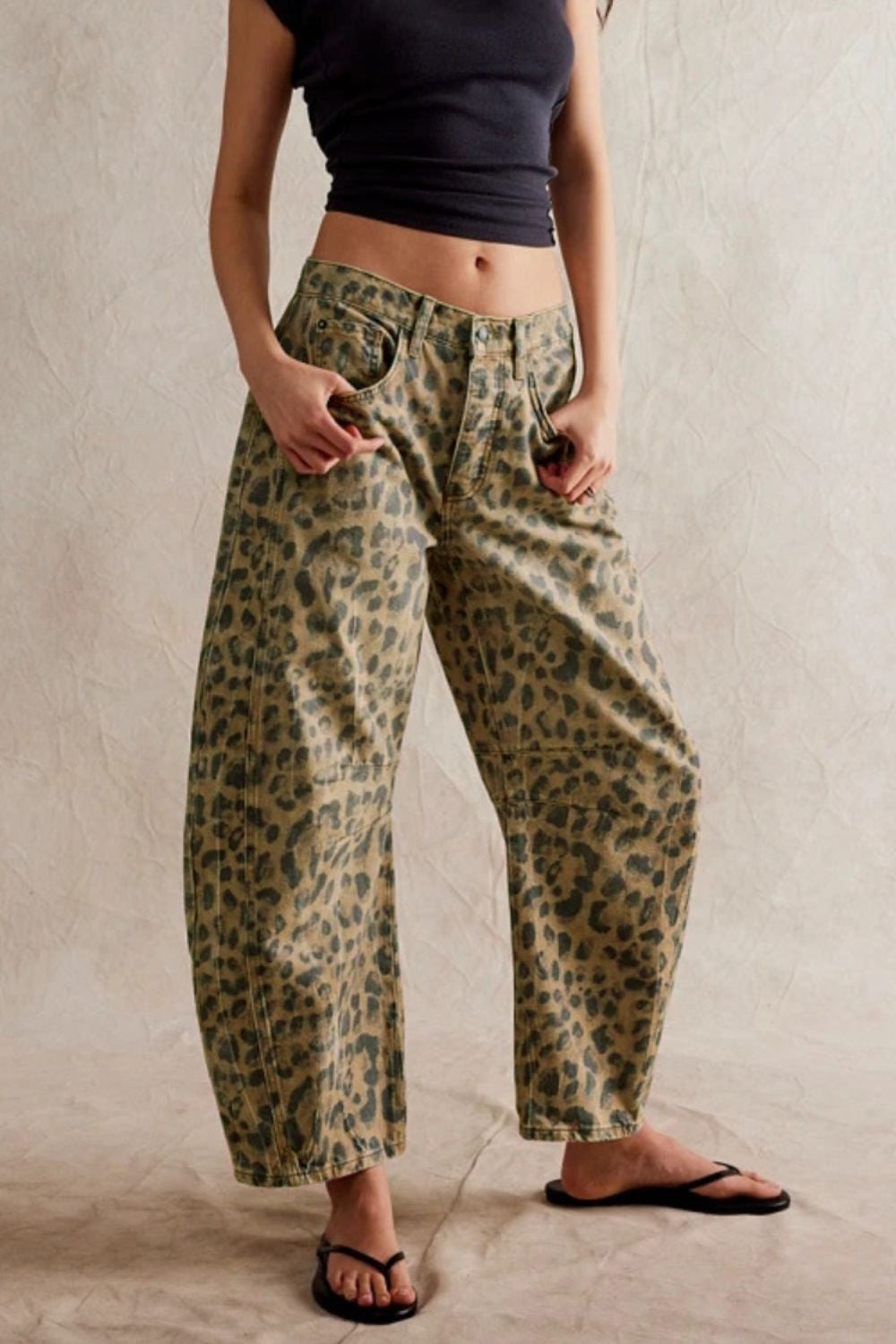 Blue Zone Planet | Wide Leg Jeans with Pockets-BOTTOMS SIZES SMALL MEDIUM LARGE-[Adult]-[Female]-Leopard-S-2022 Online Blue Zone Planet