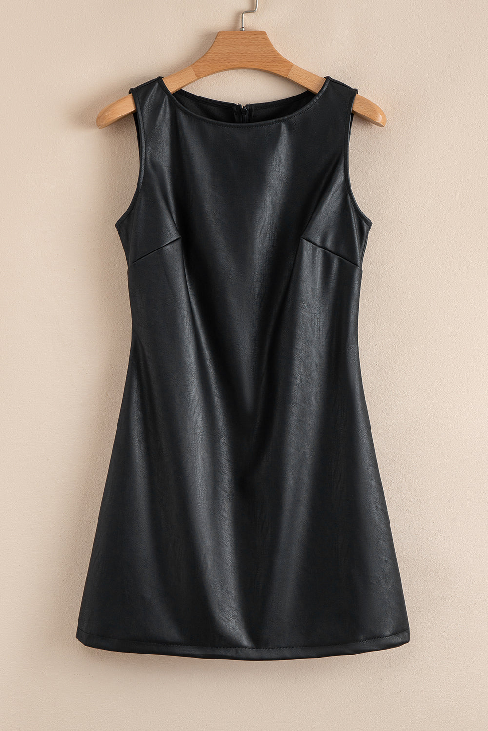 Black Vegan Leather Sleeveless Mini Dress-TOPS / DRESSES-[Adult]-[Female]-Black-S-2022 Online Blue Zone Planet
