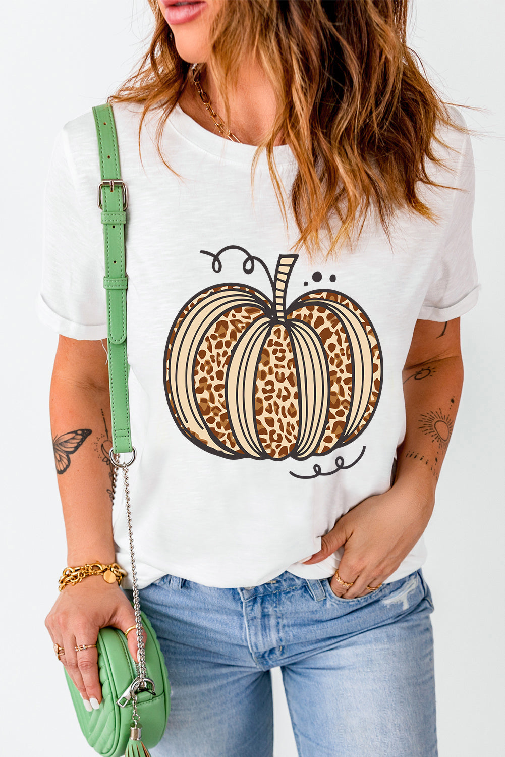 Pumpkin Round Neck Short Sleeve T-Shirt-TOPS / DRESSES-[Adult]-[Female]-2022 Online Blue Zone Planet