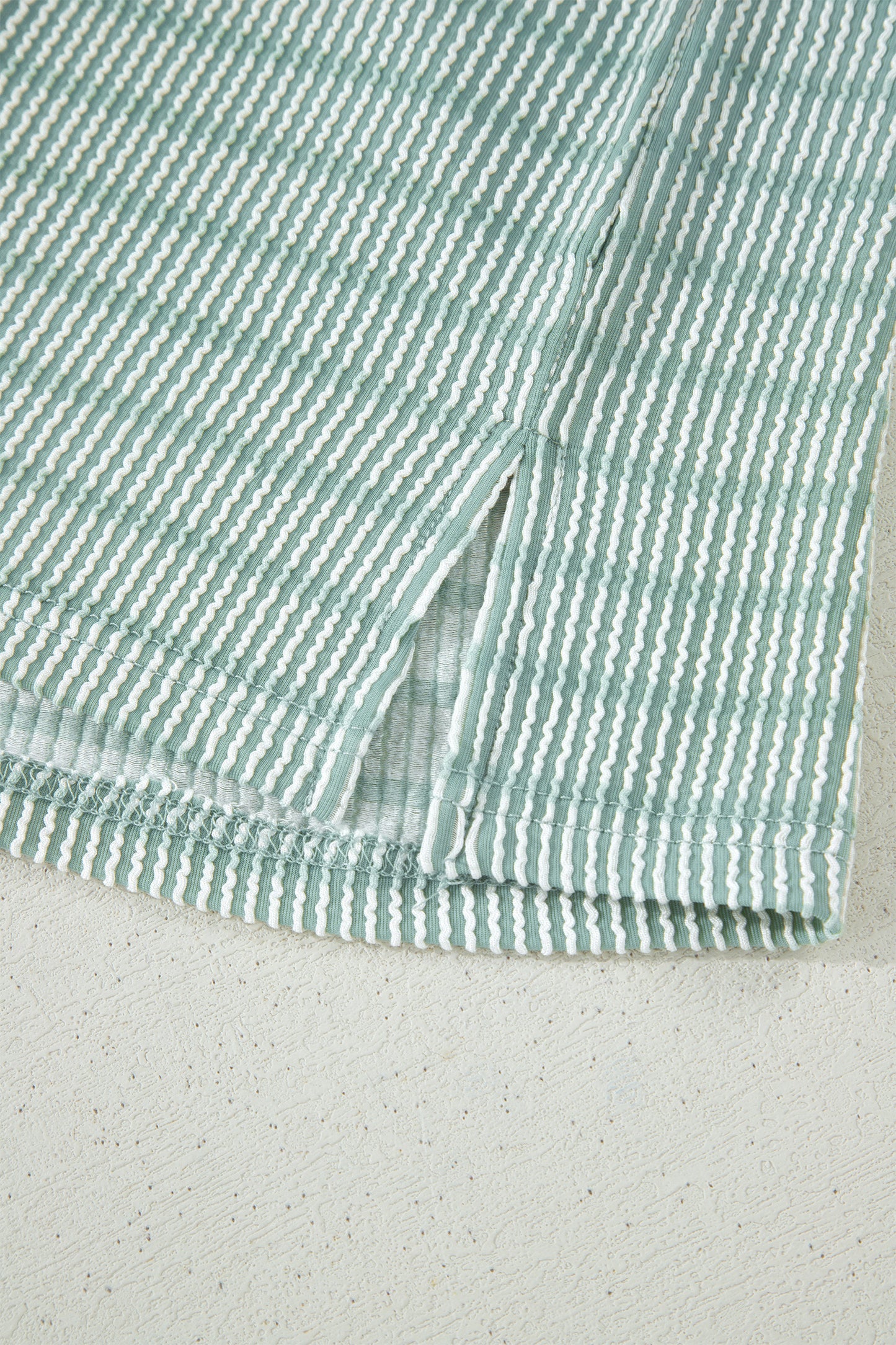 Rose Stripe Raised Rib Loose Tee Drawstring Elastic Waist 2pcs Short Set-Two Piece Sets/Short Sets-[Adult]-[Female]-2022 Online Blue Zone Planet