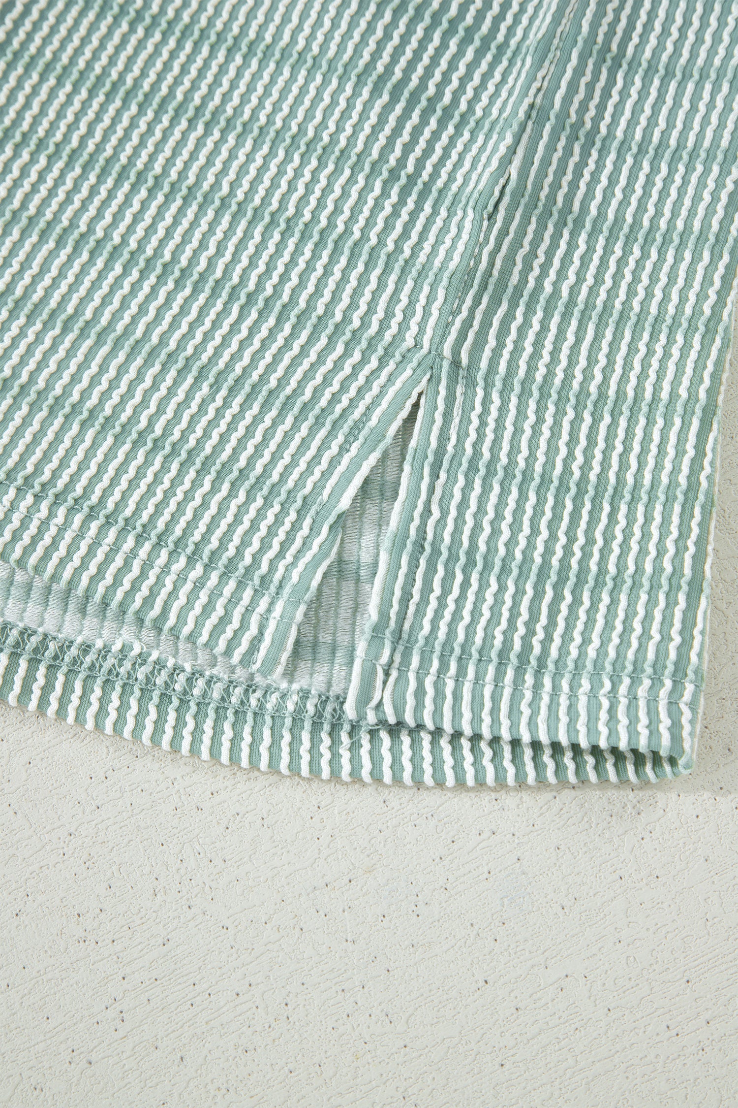 Rose Stripe Raised Rib Loose Tee Drawstring Elastic Waist 2pcs Short Set-Two Piece Sets/Short Sets-[Adult]-[Female]-2022 Online Blue Zone Planet