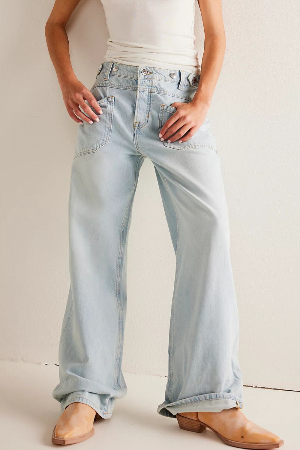 Washed Wide Leg Jeans with Pockets-BOTTOMS-[Adult]-[Female]-Light-S-2022 Online Blue Zone Planet