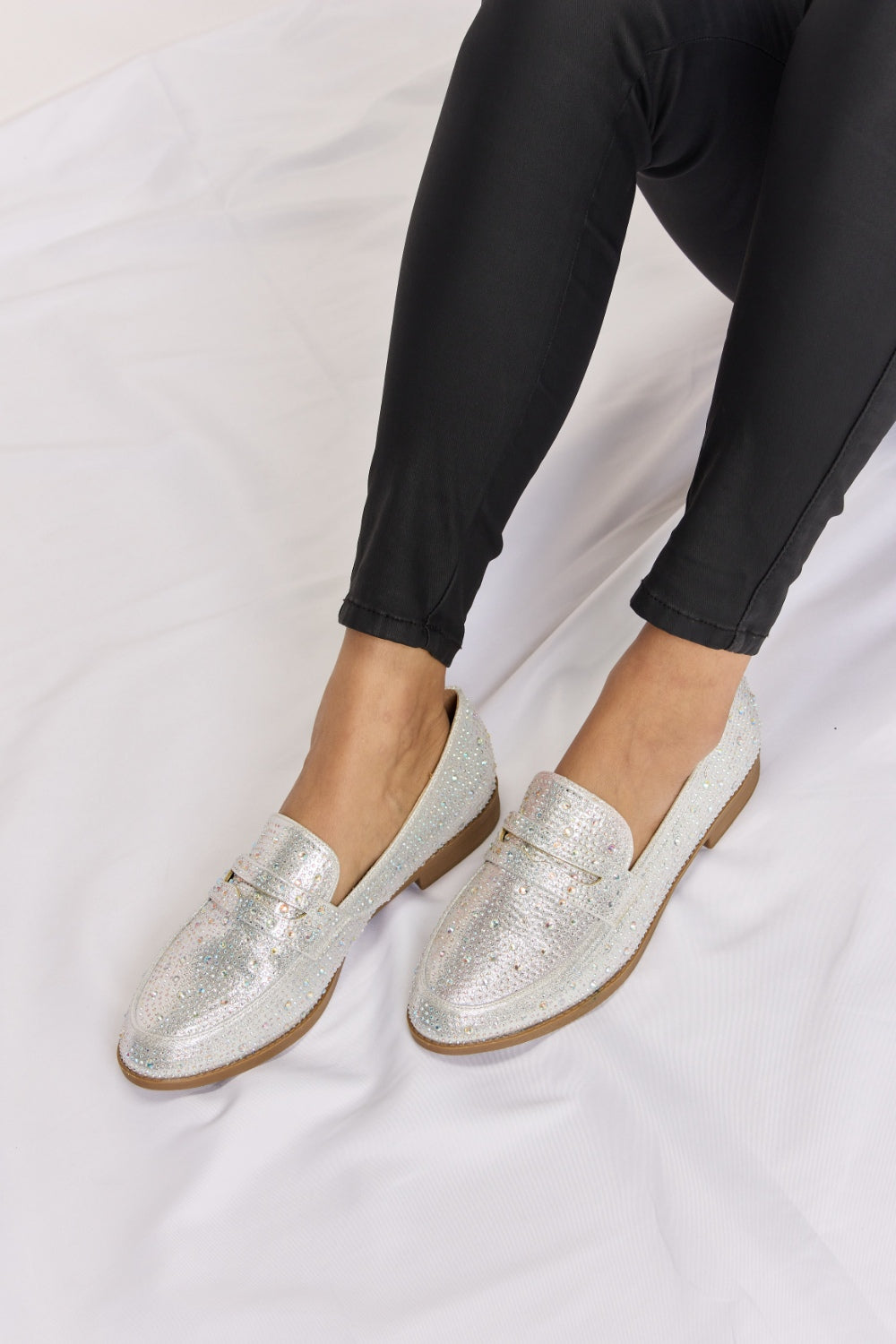 Forever Link Rhinestone Point Toe Loafers-SHOES-[Adult]-[Female]-2022 Online Blue Zone Planet