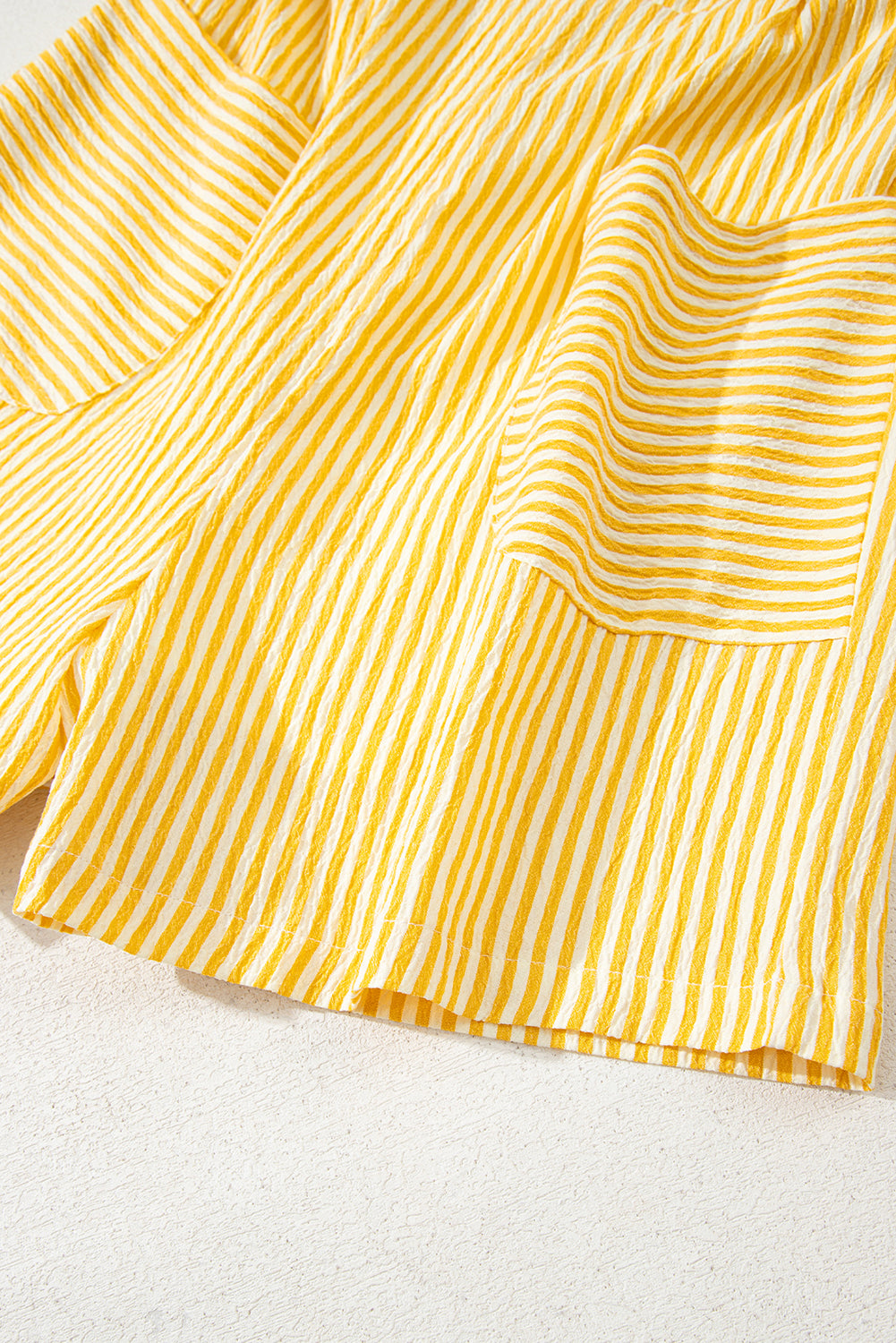 Yellow Stripe Shoulder Tie Smocked Back Wide Leg Casual Romper-Bottoms/Jumpsuits & Rompers-[Adult]-[Female]-2022 Online Blue Zone Planet