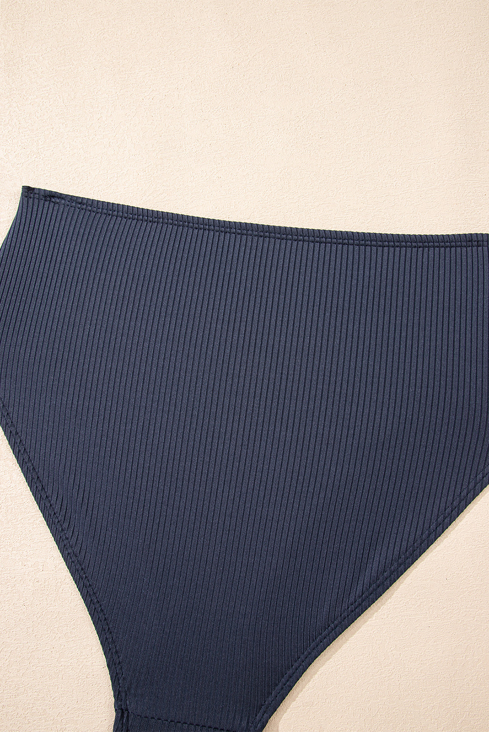 Navy Blue Ruched U Neck Ribbed Tankini-Swimwear/Tankinis-[Adult]-[Female]-2022 Online Blue Zone Planet