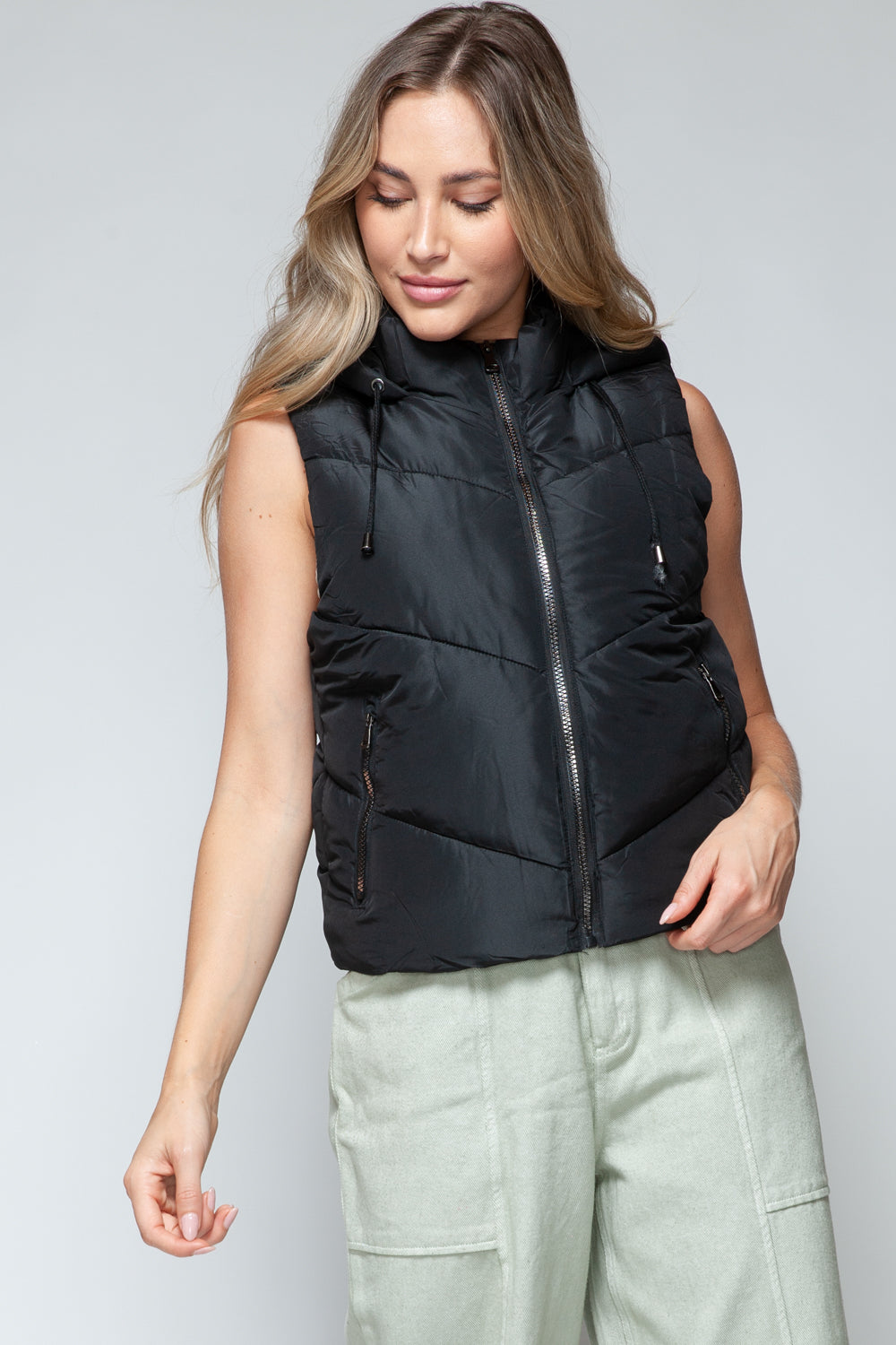 Snobbish Zip Up Quilted Hooded Vest-TOPS / DRESSES-[Adult]-[Female]-2022 Online Blue Zone Planet