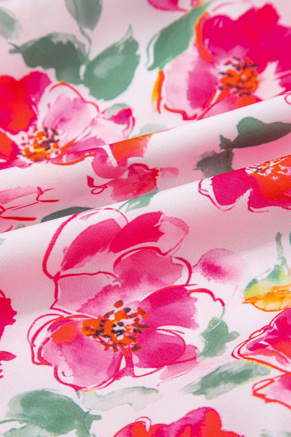 Pink Floral Boxy Fit Ruffled Short Sleeve V Neck Blouse-Tops/Blouses & Shirts-[Adult]-[Female]-2022 Online Blue Zone Planet