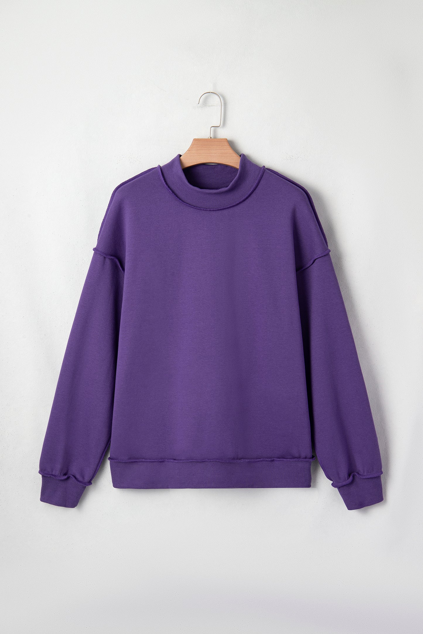 Tillandsia Purple Oversize Drop Shoulder Reversible Mock Neck Sweatshirt-Tops/Sweatshirts & Hoodies-[Adult]-[Female]-2022 Online Blue Zone Planet