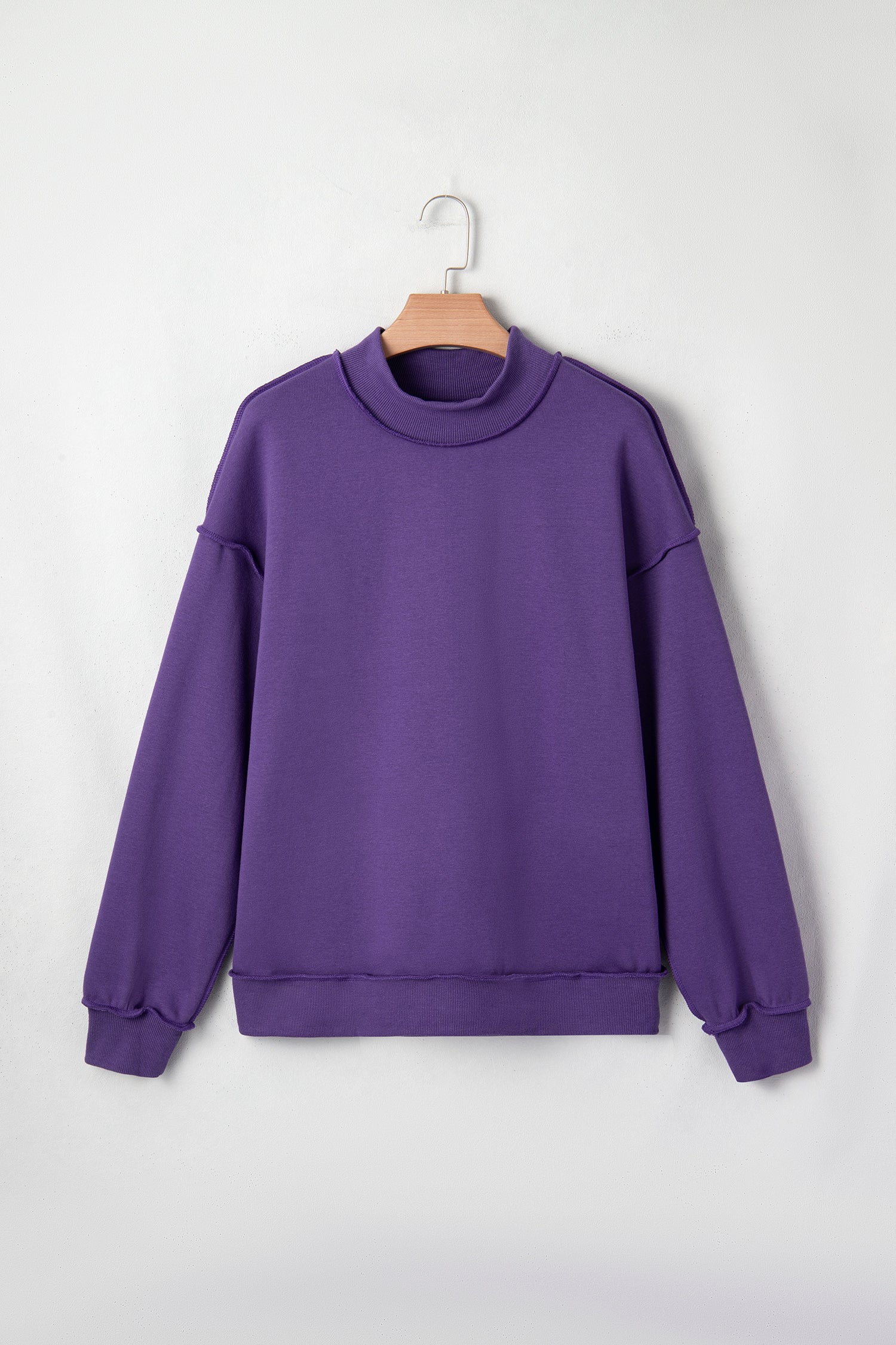 Tillandsia Purple Oversize Drop Shoulder Reversible Mock Neck Sweatshirt-Tops/Sweatshirts & Hoodies-[Adult]-[Female]-2022 Online Blue Zone Planet
