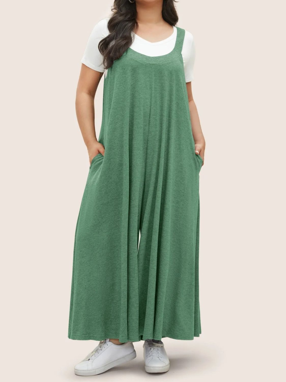 Blue Zone Planet | Full Size Pocketed Wide Leg Overalls-TOPS / DRESSES-[Adult]-[Female]-Green-S-2022 Online Blue Zone Planet