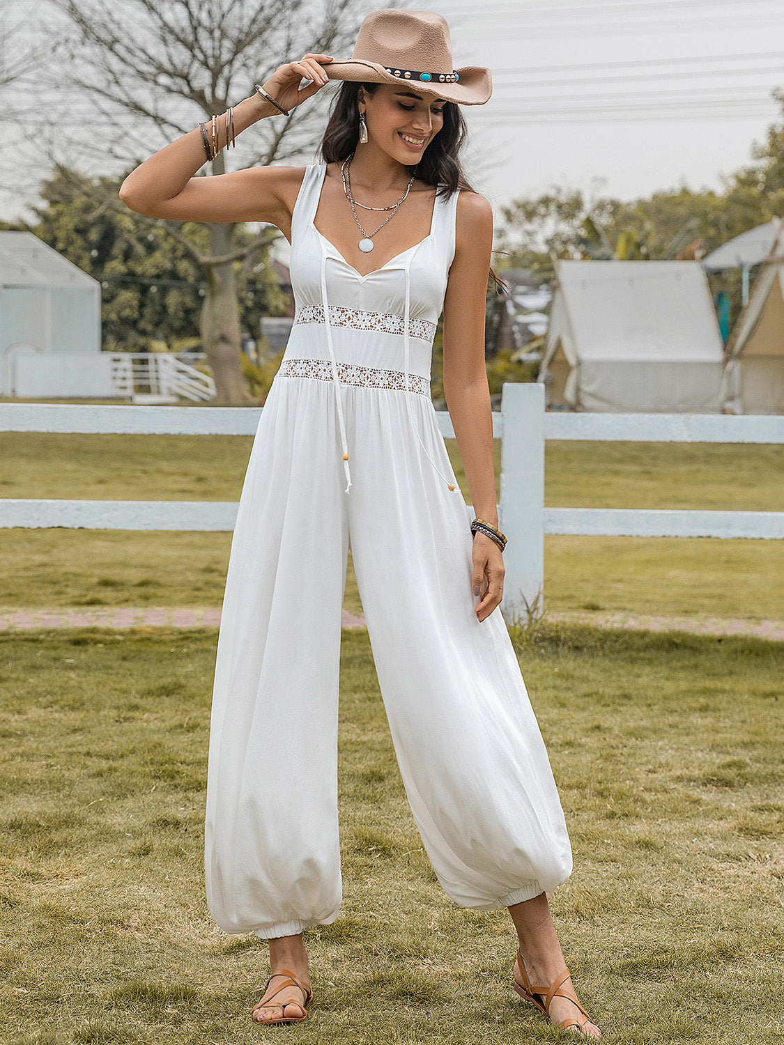 Backless Wide Strap Wide Leg Jumpsuit-TOPS / DRESSES-[Adult]-[Female]-White-S-2022 Online Blue Zone Planet