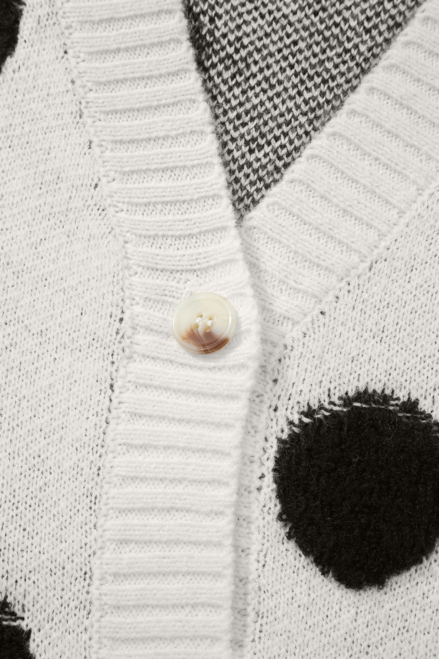 Beige Polka Dot Button Front Oversized V Neck Cardigan-Sweaters & Cardigans/Cardigans-[Adult]-[Female]-2022 Online Blue Zone Planet