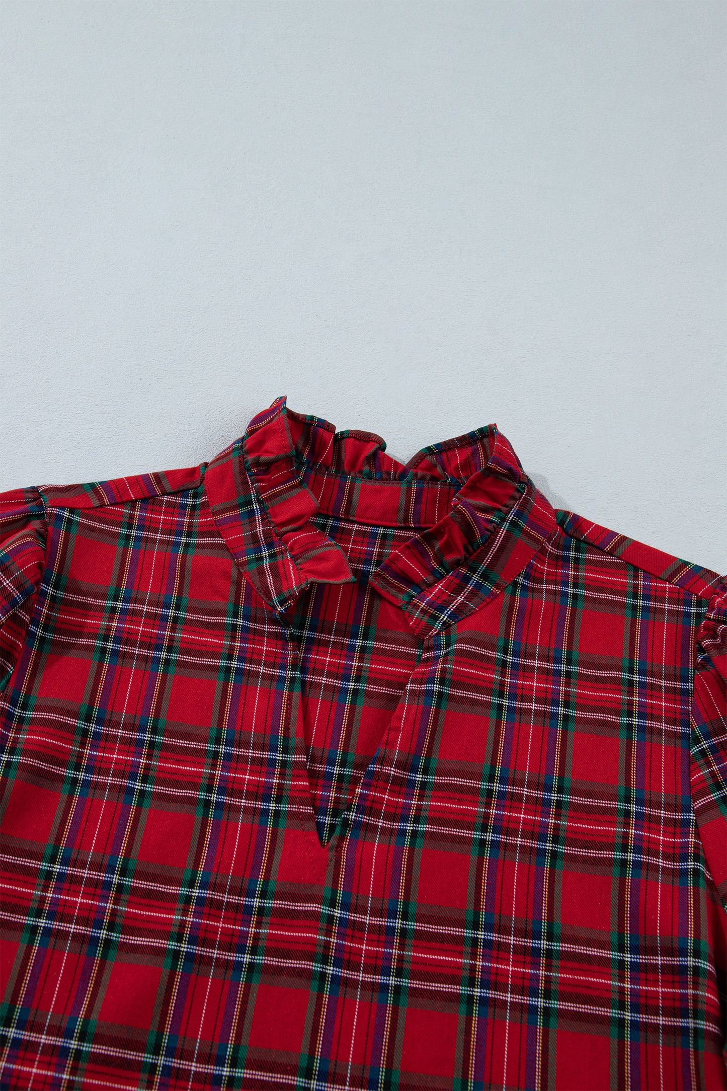 Red Plaid Long Sleeve Mini Shift Silhouette Decoration Dress-TOPS / DRESSES-[Adult]-[Female]-2022 Online Blue Zone Planet