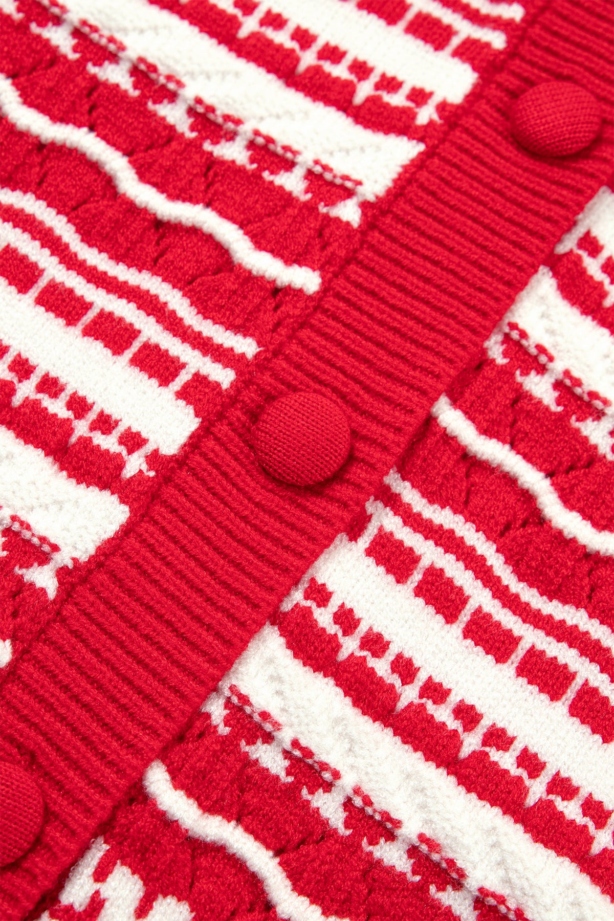 Red Geometric Striped Pattern V Neck Button Front Casual Knit Cardigan-Sweaters & Cardigans/Cardigans-[Adult]-[Female]-2022 Online Blue Zone Planet