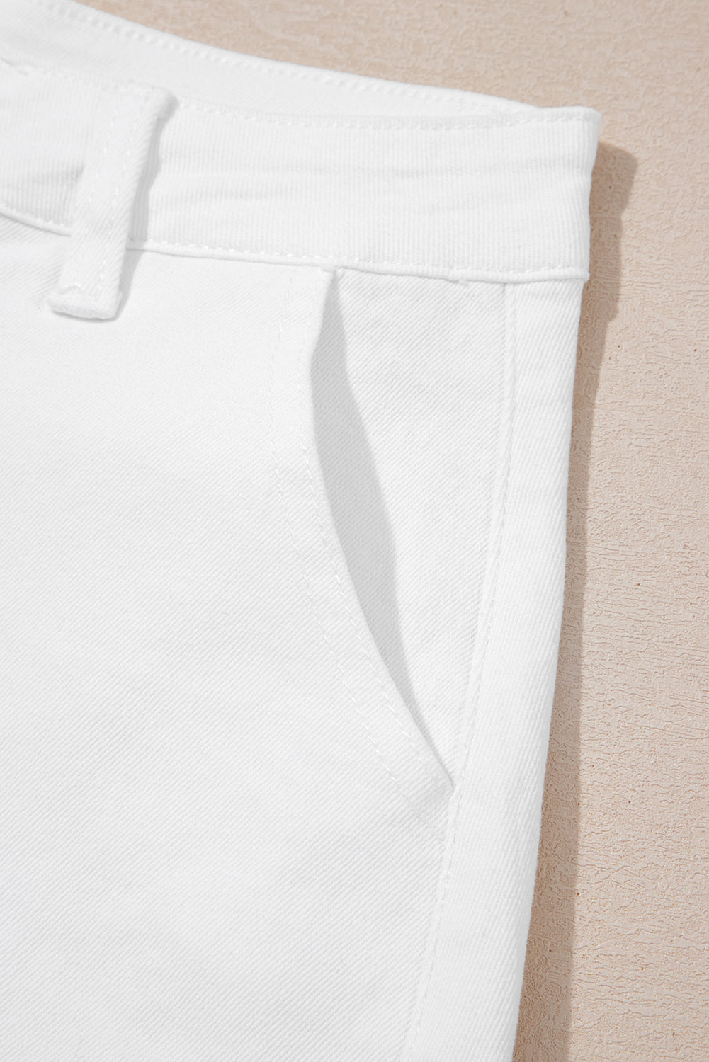 White Scalloped Hemline Acid Wash High Waist Denim Shorts-Bottoms/Denim Shorts-[Adult]-[Female]-2022 Online Blue Zone Planet