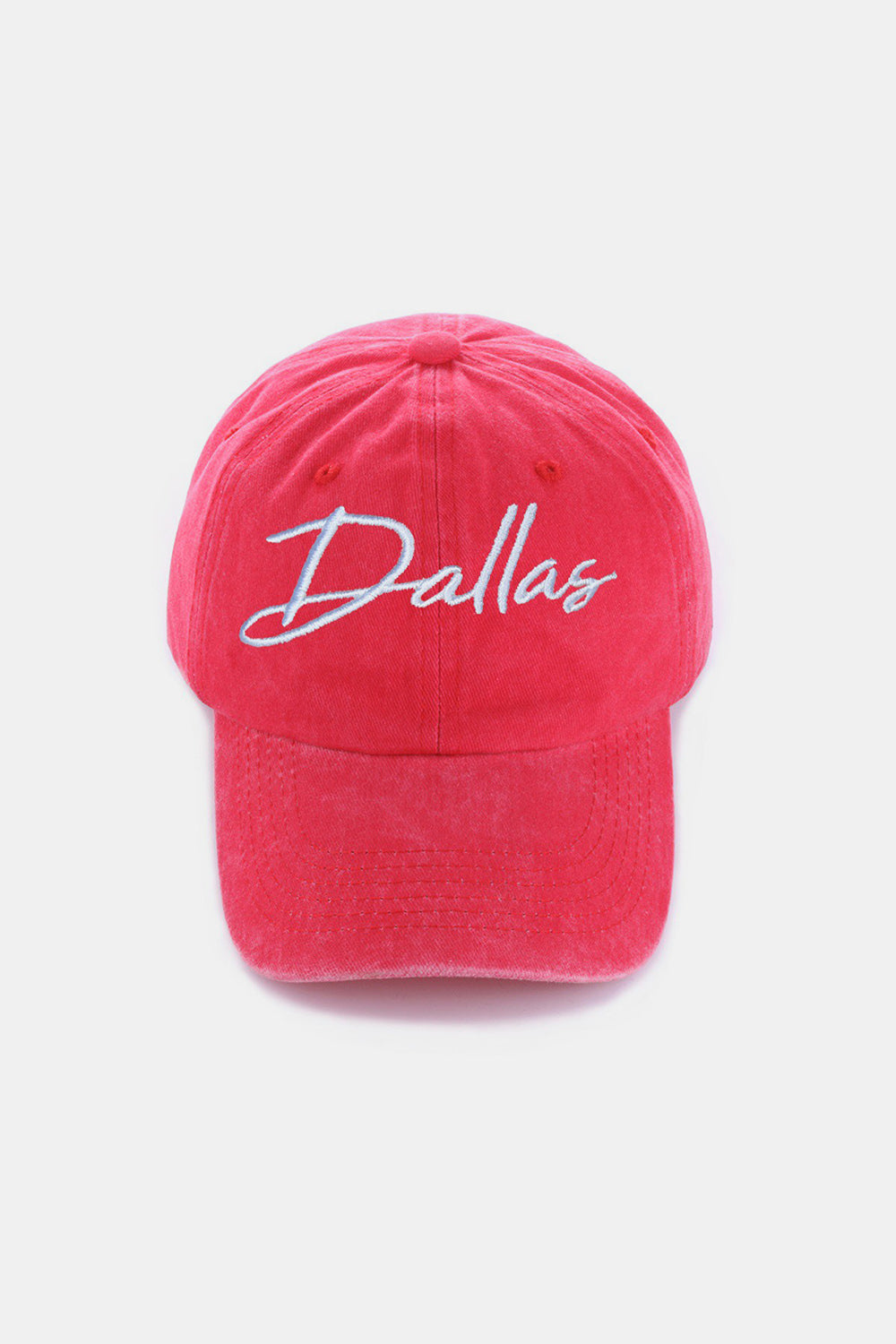 Zenana Washed DALLAS Embroidered Baseball Cap-BASEBALL HATS-[Adult]-[Female]-Dallas Red-One Size-2022 Online Blue Zone Planet