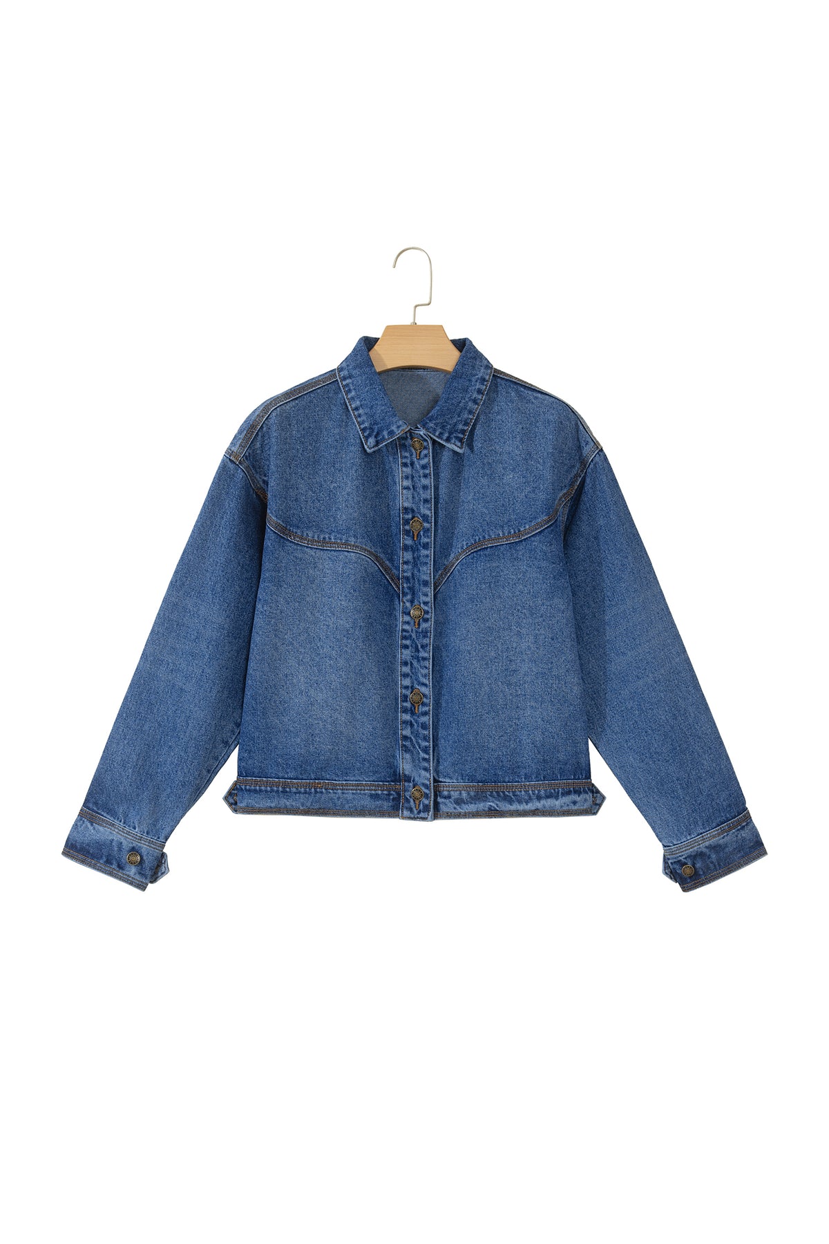 Sail Blue Vintage Wash Western Shift Denim Jacket-Outerwear/Denim jackets-[Adult]-[Female]-2022 Online Blue Zone Planet
