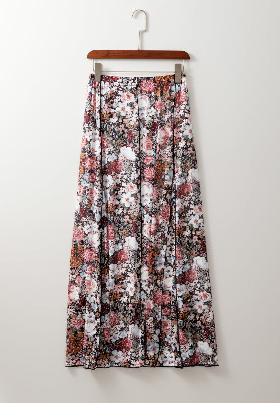 Floral Elastic Waist Maxi Skirt-BOTTOM SIZES SMALL MEDIUM LARGE-[Adult]-[Female]-2022 Online Blue Zone Planet