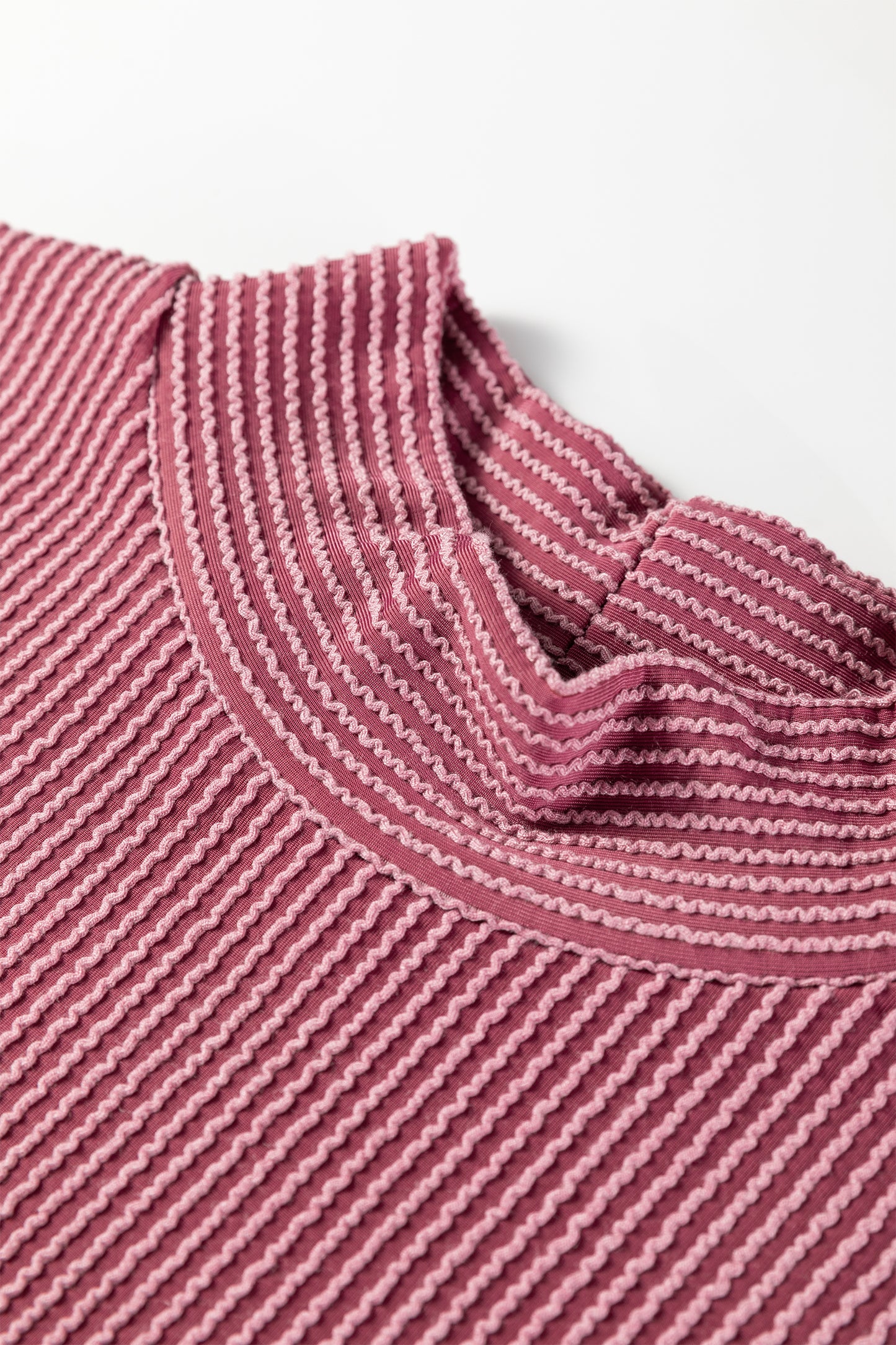 Burgundy Twisted Ribbed High Neck Loose Tee Elastic High Waist Loose Pant Set-Two Piece Sets/Pant Sets-[Adult]-[Female]-2022 Online Blue Zone Planet