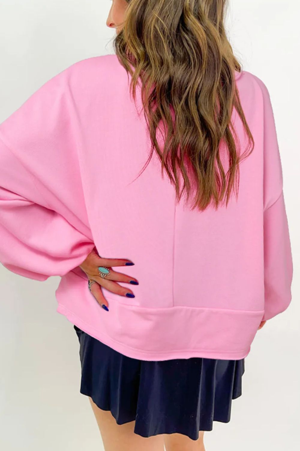 Half Button Long Sleeve Sweatshirt-TOPS / DRESSES-[Adult]-[Female]-2022 Online Blue Zone Planet