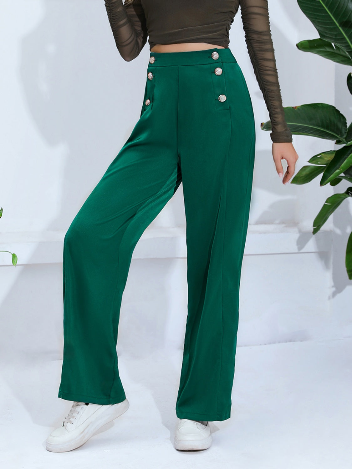 Blue Zone Planet | Wide Leg Pants-BOTTOMS SIZES SMALL MEDIUM LARGE-[Adult]-[Female]-2022 Online Blue Zone Planet