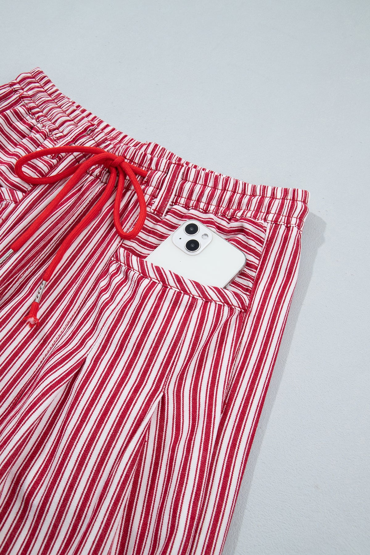 Red Stripe Drawstring Casual Loose Pants-Bottoms/Pants & Culotte-[Adult]-[Female]-2022 Online Blue Zone Planet