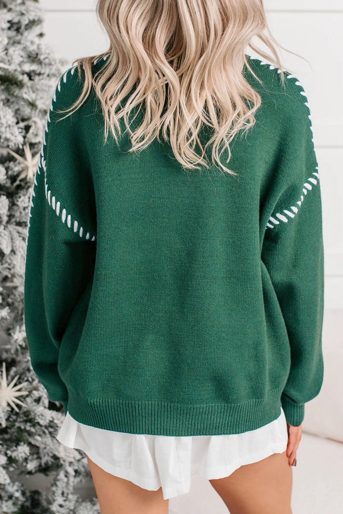 Evergreen Santa Baby Towel Embroidery Christmas Slogan Pullover Sweater