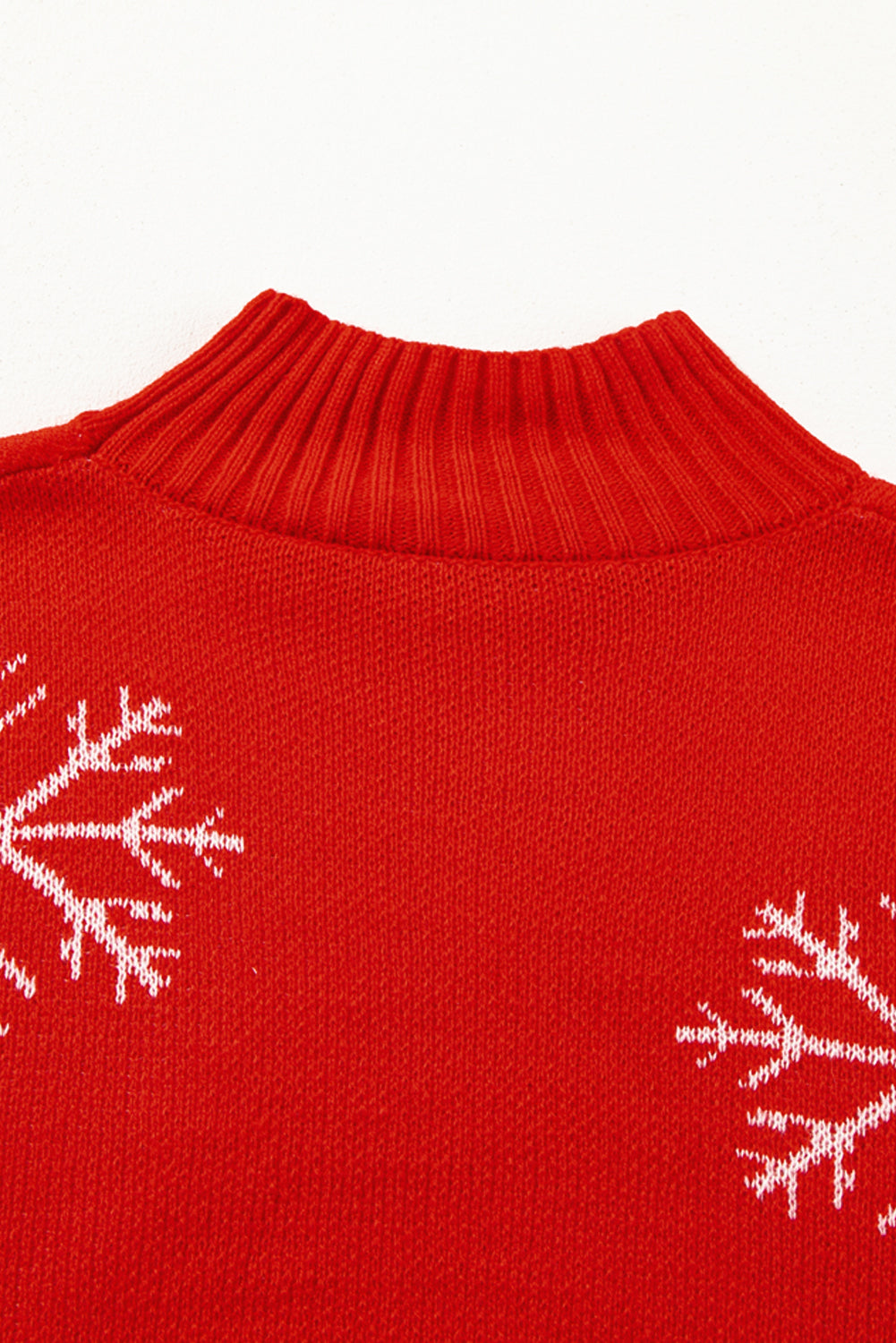 Blue Zone Planet | Fiery Red Christmas Snow Printed High Neck Sweater-Sweaters-[Adult]-[Female]-2022 Online Blue Zone Planet