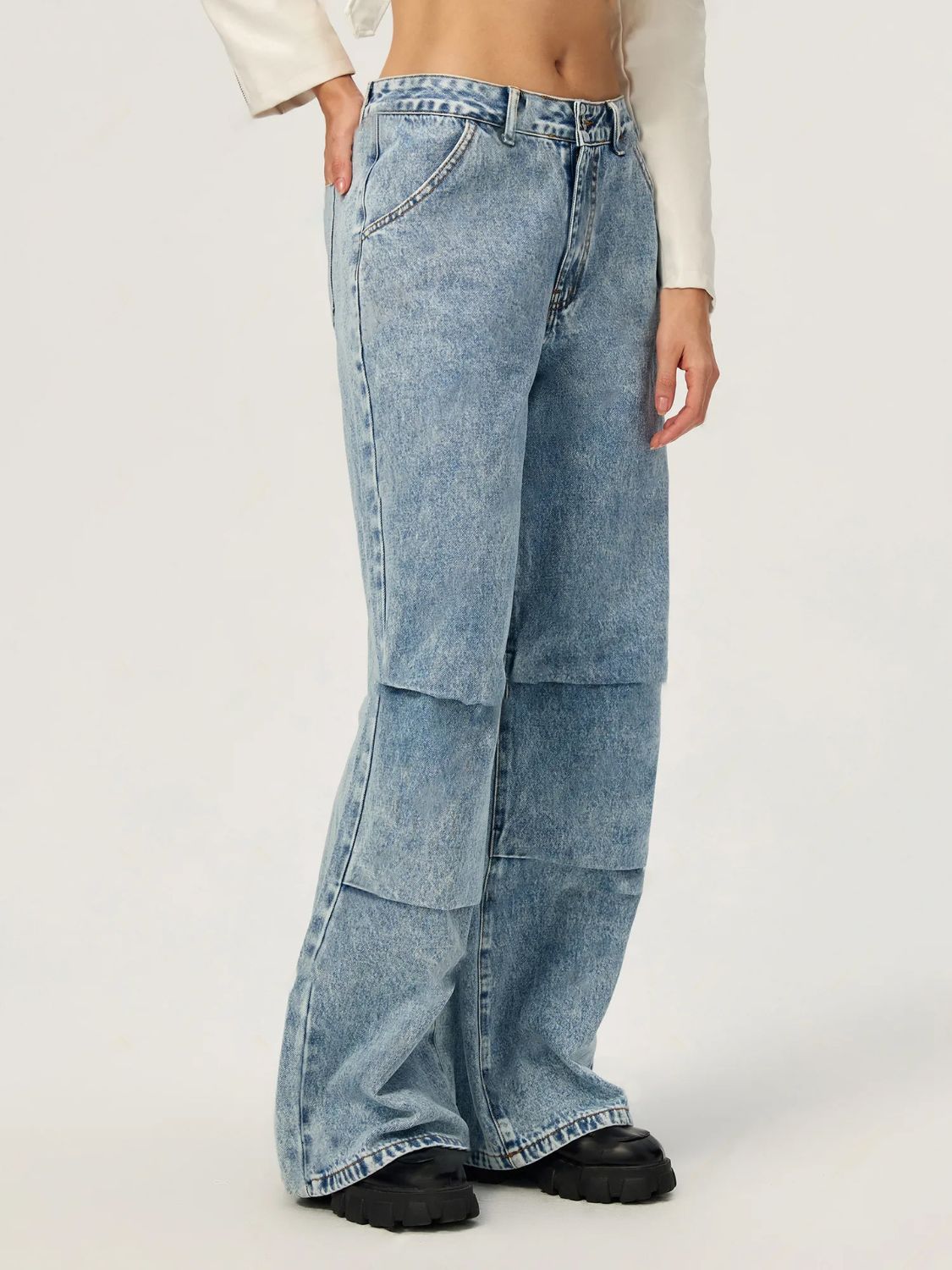 Blue Zone Planet | Wide Leg Jeans with Pockets-BOTTOMS SIZES SMALL MEDIUM LARGE-[Adult]-[Female]-2022 Online Blue Zone Planet