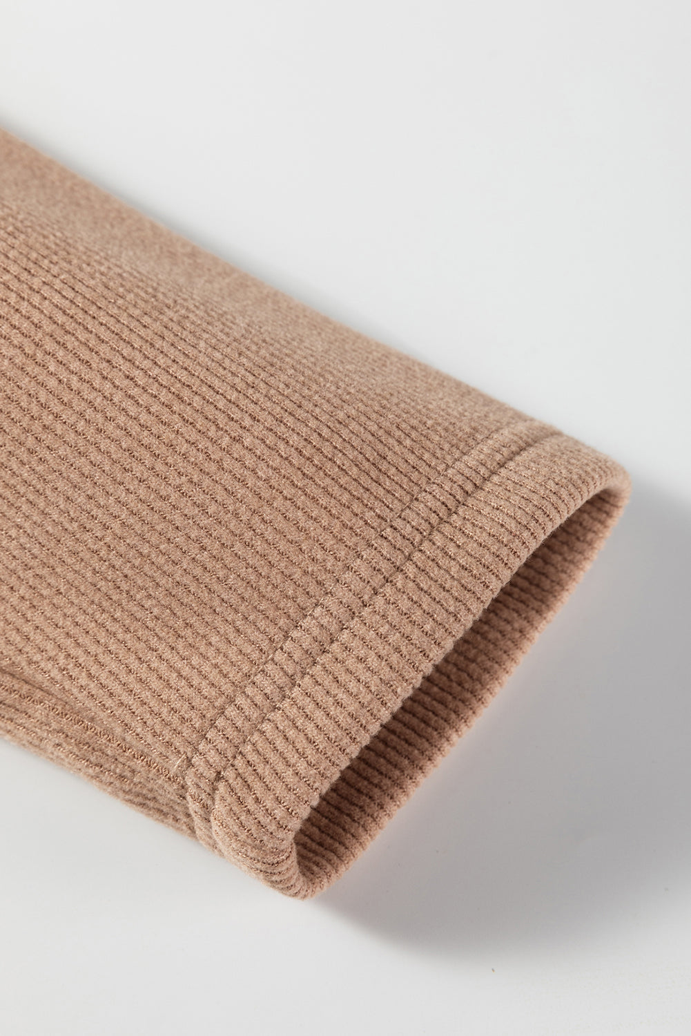 Rose Tan Lace Drawstring Pullover Hoodie and High Waist Pants Corduroy Suit